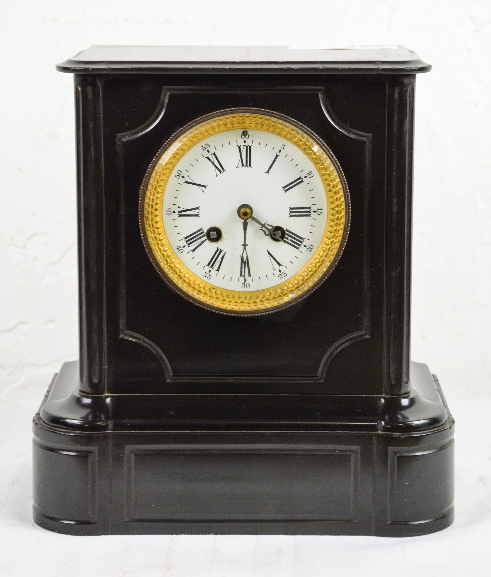 Napoleon III Style Black Marble Mantle Clock #2 (1 of 4)