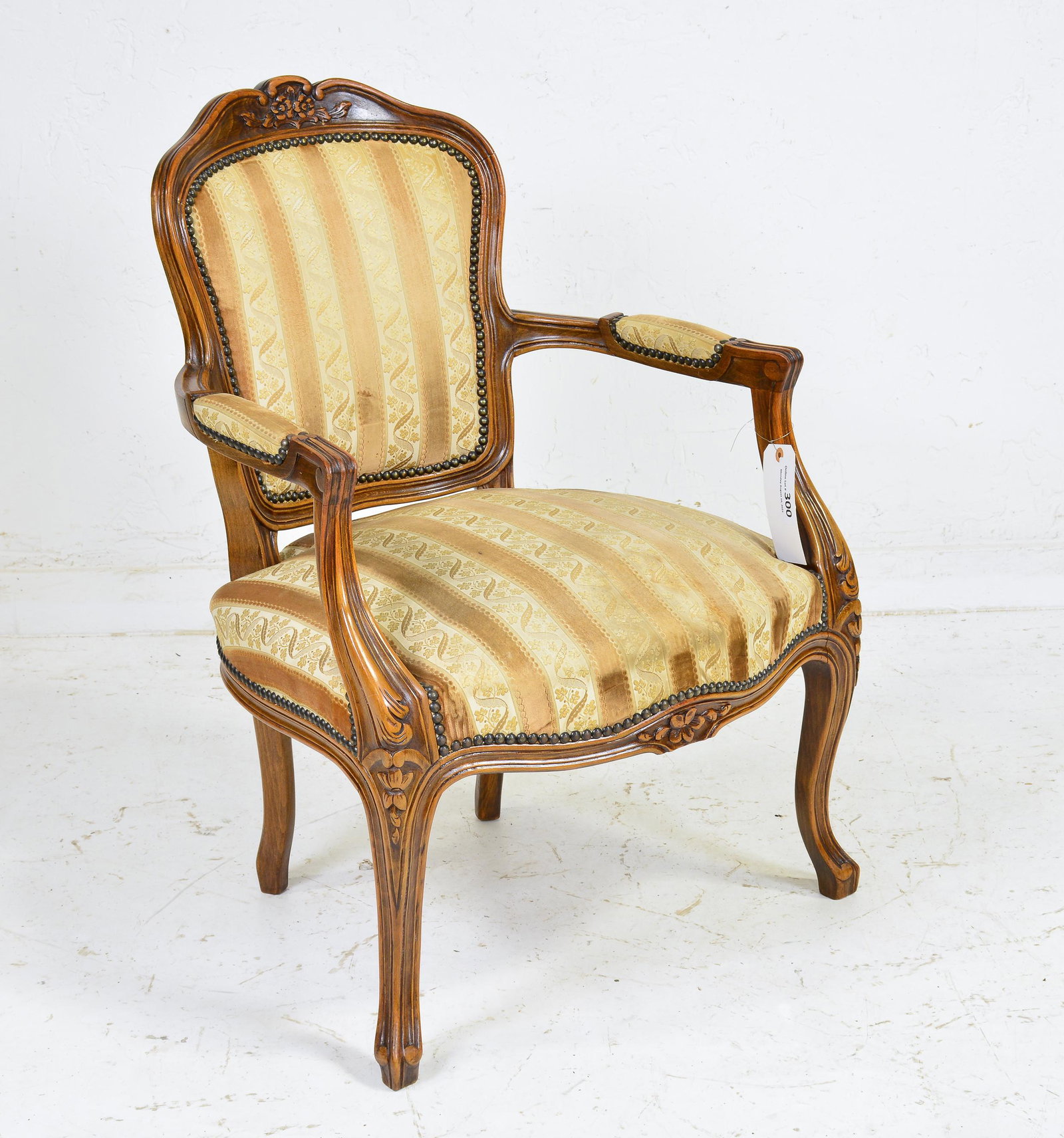 Louis XV Style Upholstered Arm Chair: French Louis XV Style Upholstered Arm Chair - 32 in tall x 24 x 18