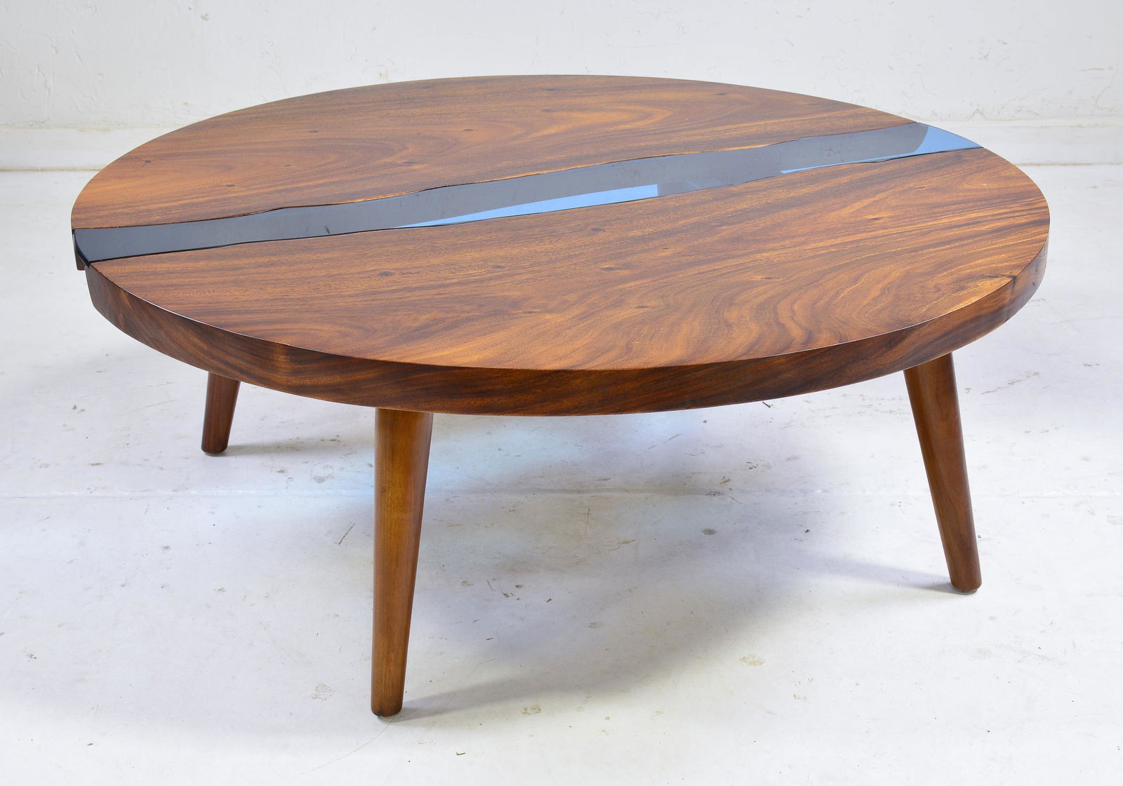 Large Round River Run Blue Glass Center Coffee Table (1 of 3)