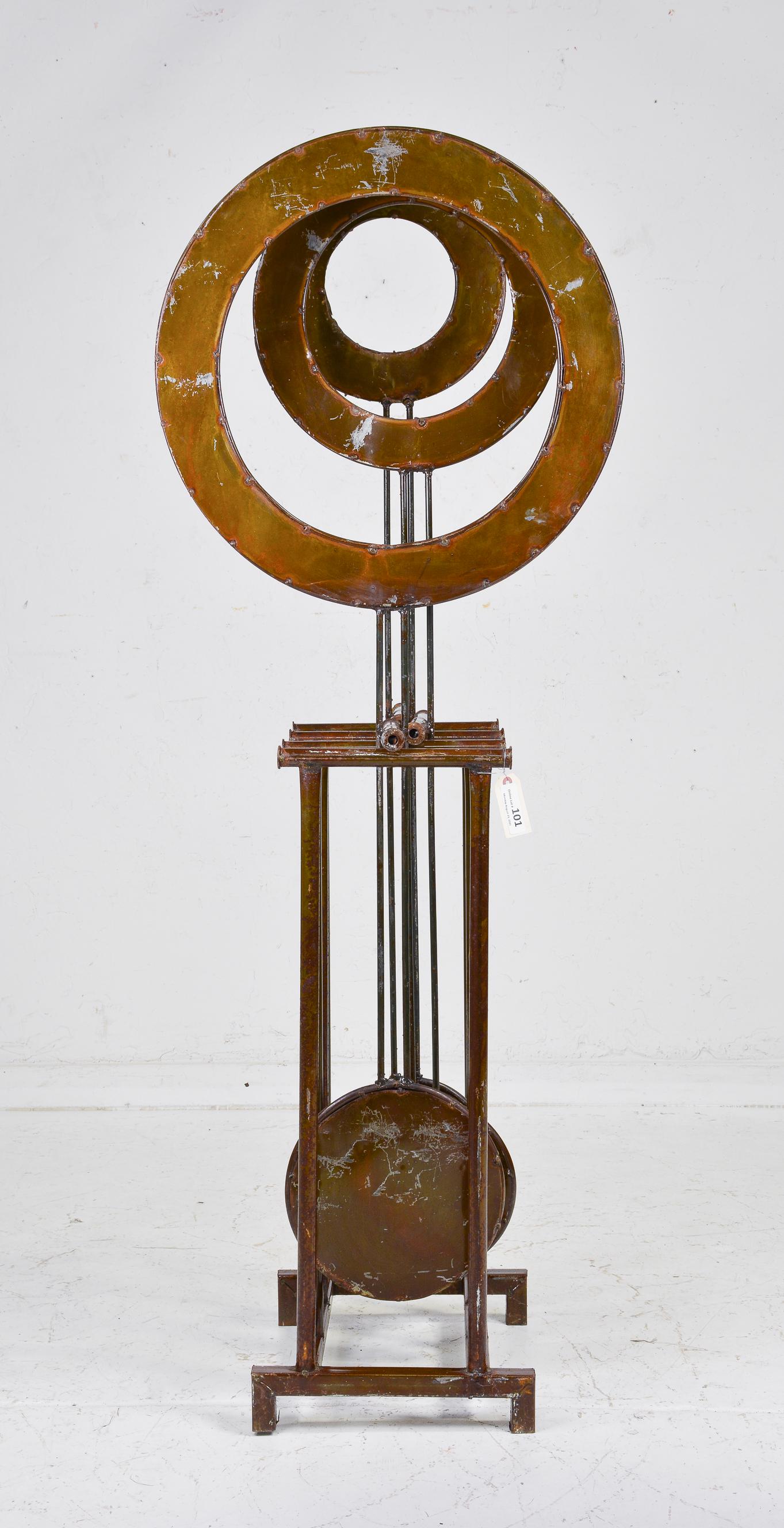 Metal Outdoor Kinetic Art Pendulum Sculpture: Metal Outdoor Kinetic Art Pendulum Sculpture - 68 in tall x 18 x 25