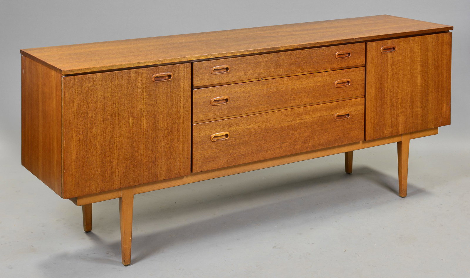 Mid Century Modern Teak Sideboard by Nathan Furniture: Danish Modern Style Credenza made by British Maker Nathan - 30 in tall x 73 x 18
