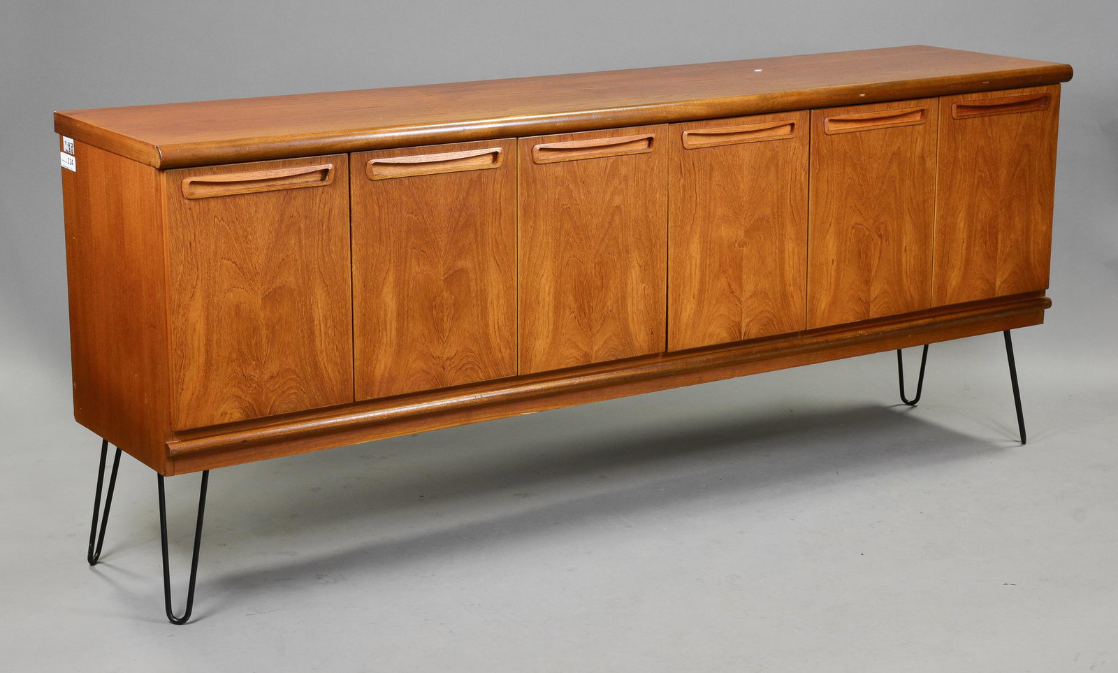 Mid Century Modern Sideboard on Hairpin Legs: Danish Modern Style Credenza - 32 in tall x 79 x 18