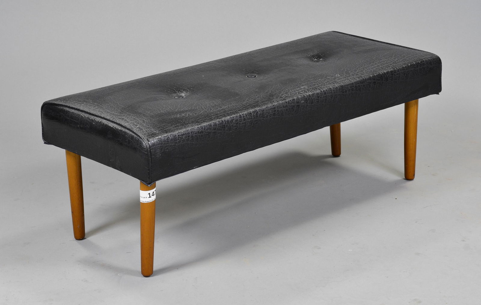 Mid Century Modern Tufted Stool With Black Vinyl (1 of 2)