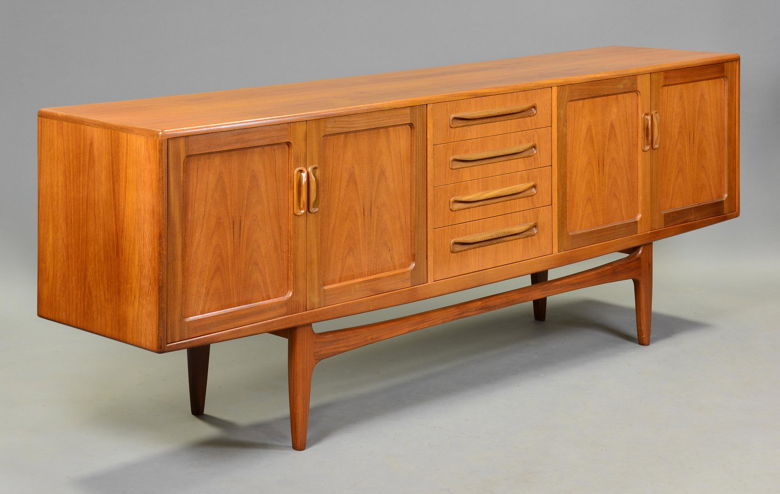Mid Century Large "Fresco" Sideboard - G-Plan: This Danish Modern Style Teak Credenza is made by Mid Century Modern Furniture Maker G Plan ( Gplan ) & is part of their "Fresco" Range. 32 in tall x 84 x 19