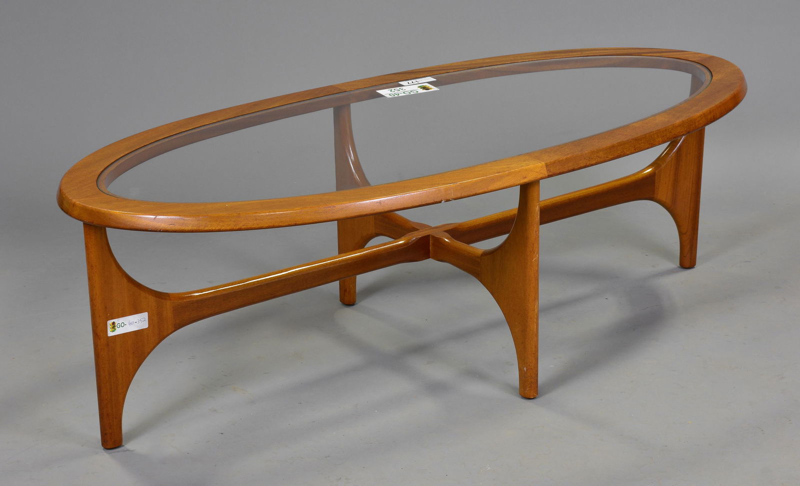 Mid Century  Oval Glass Top Coffee Table - Stonehill (1 of 3)