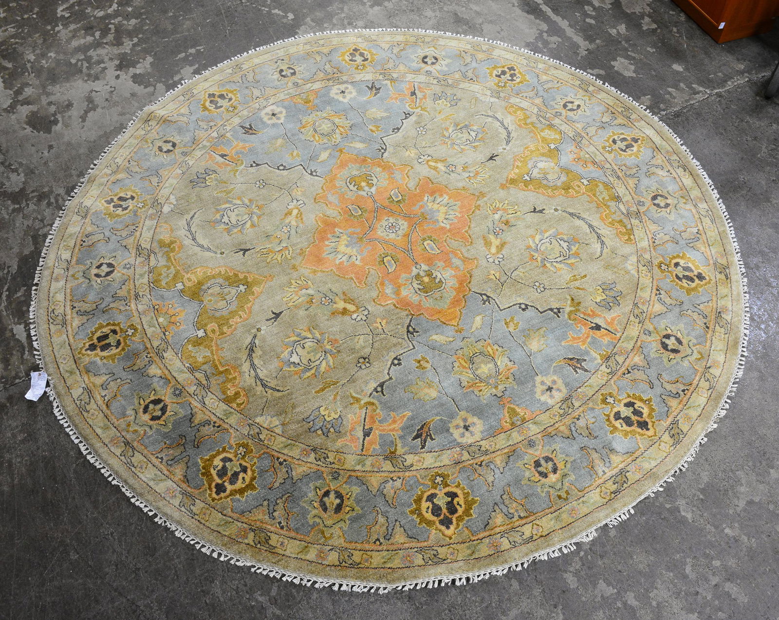 Room Size Handmade Round Rug - Blue / Tan - 10ft (1 of 4)