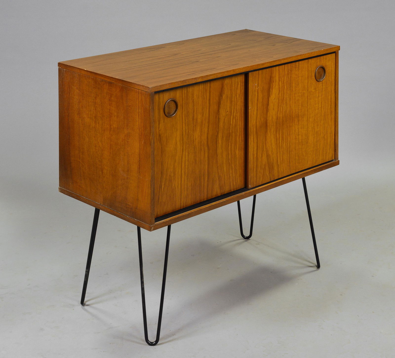 Mid Century Sliding Door Hair Pin Leg Record Cabinet (1 of 6)