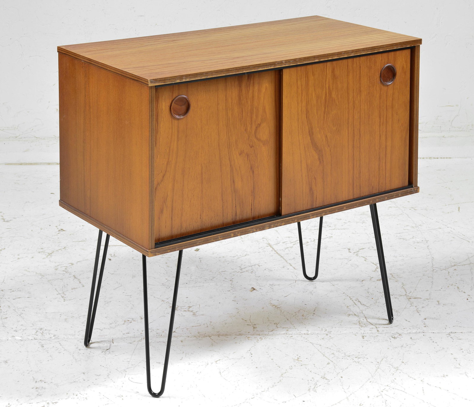 Mid Century Sliding Door Hair Pin Leg Record Cabinet (1 of 6)