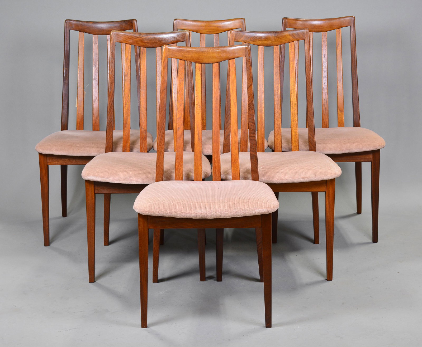 6 High Back Mid Century Dining Chairs - G-Plan Fresco: This set of 6 Danish Modern Style Teak Dining chairs consists of 6 side chairs . This set is made by Mid Century Modern Furniture Maker G Plan ( Gplan ), Part of their Fresco range. 36 in tall x 22 x 
