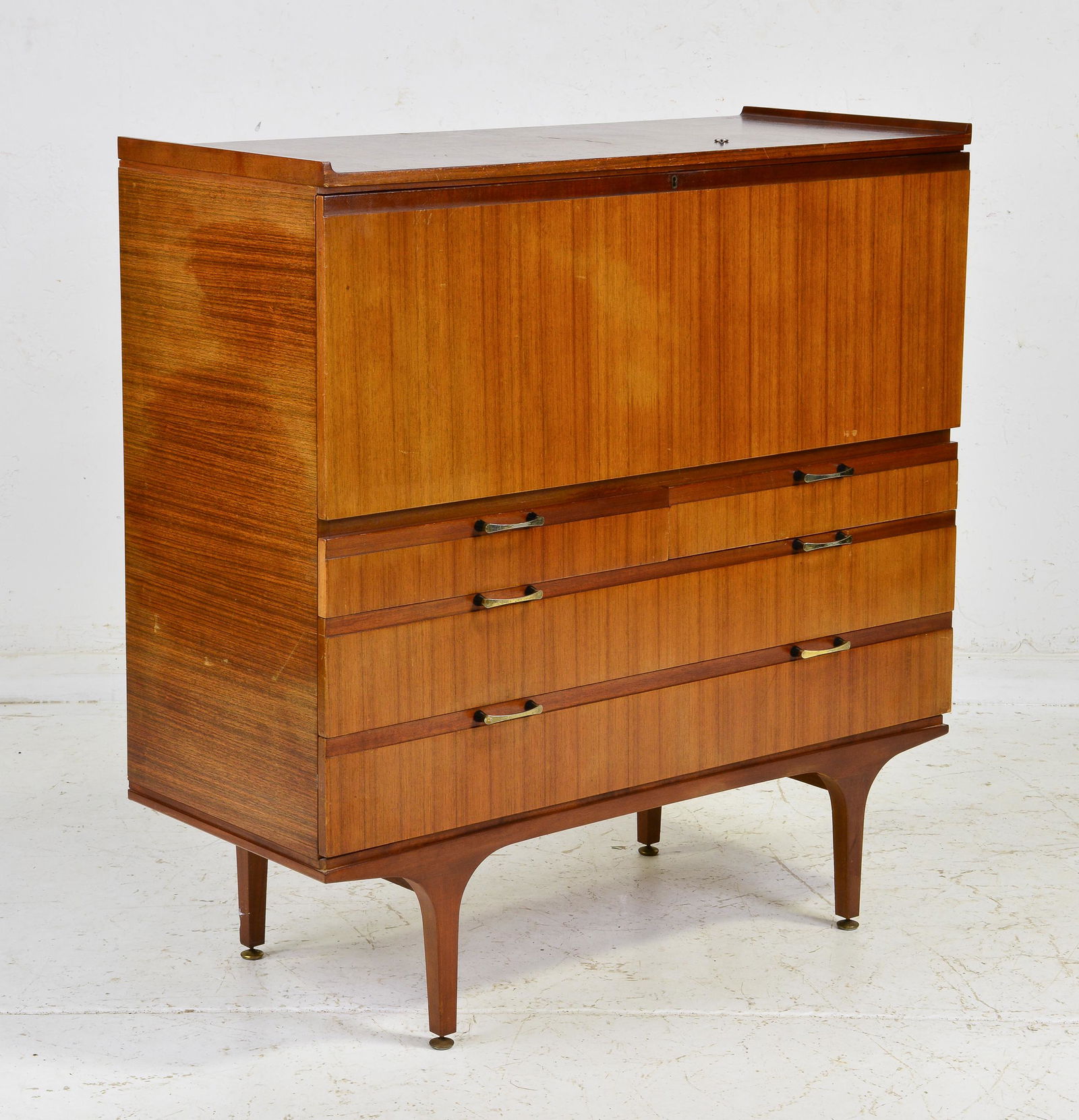 Mid Century Modern Drop Front Desk with Metal Handles (1 of 5)