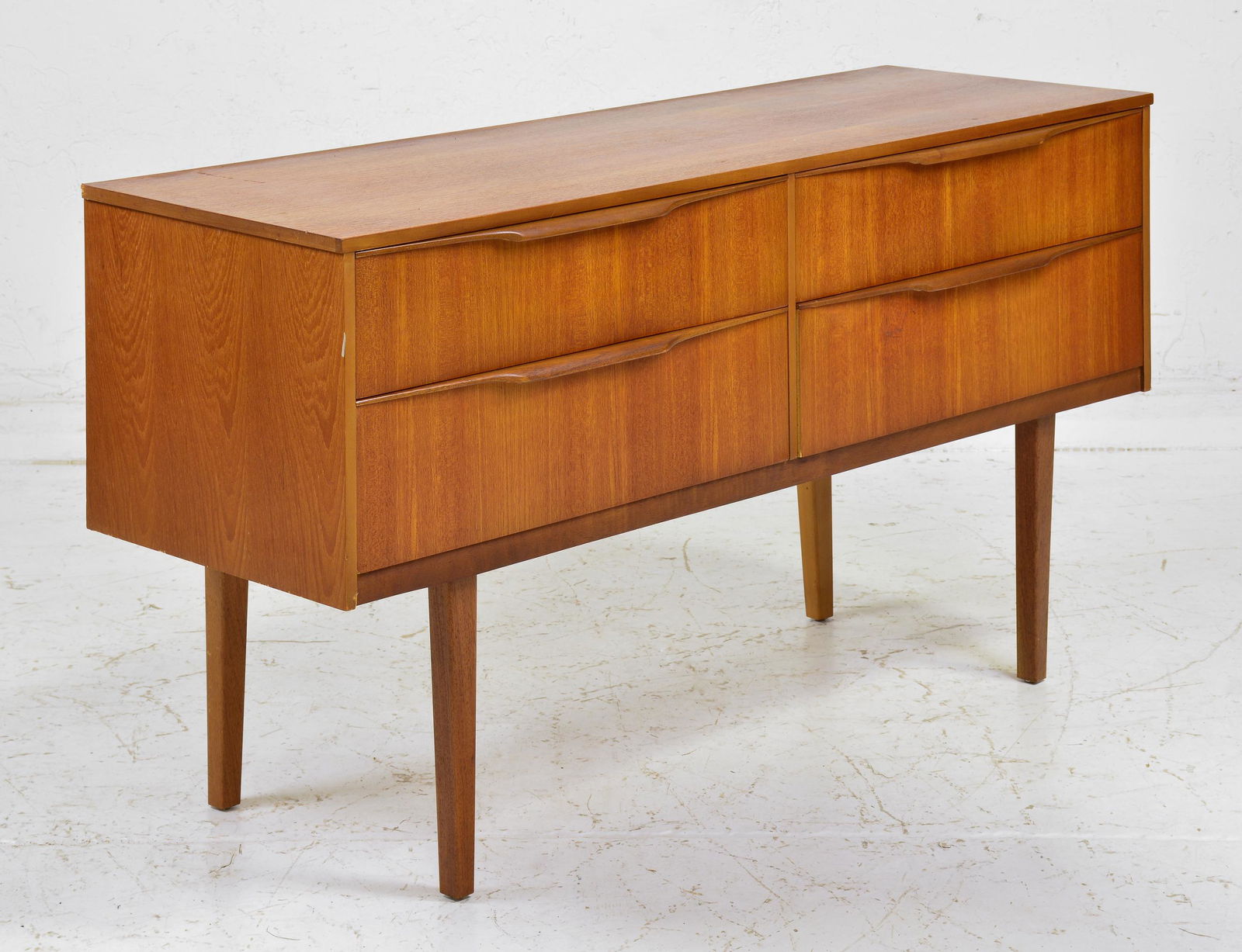 Mid Century 4 Drawer Low Sideboard with Folded Handles (1 of 5)