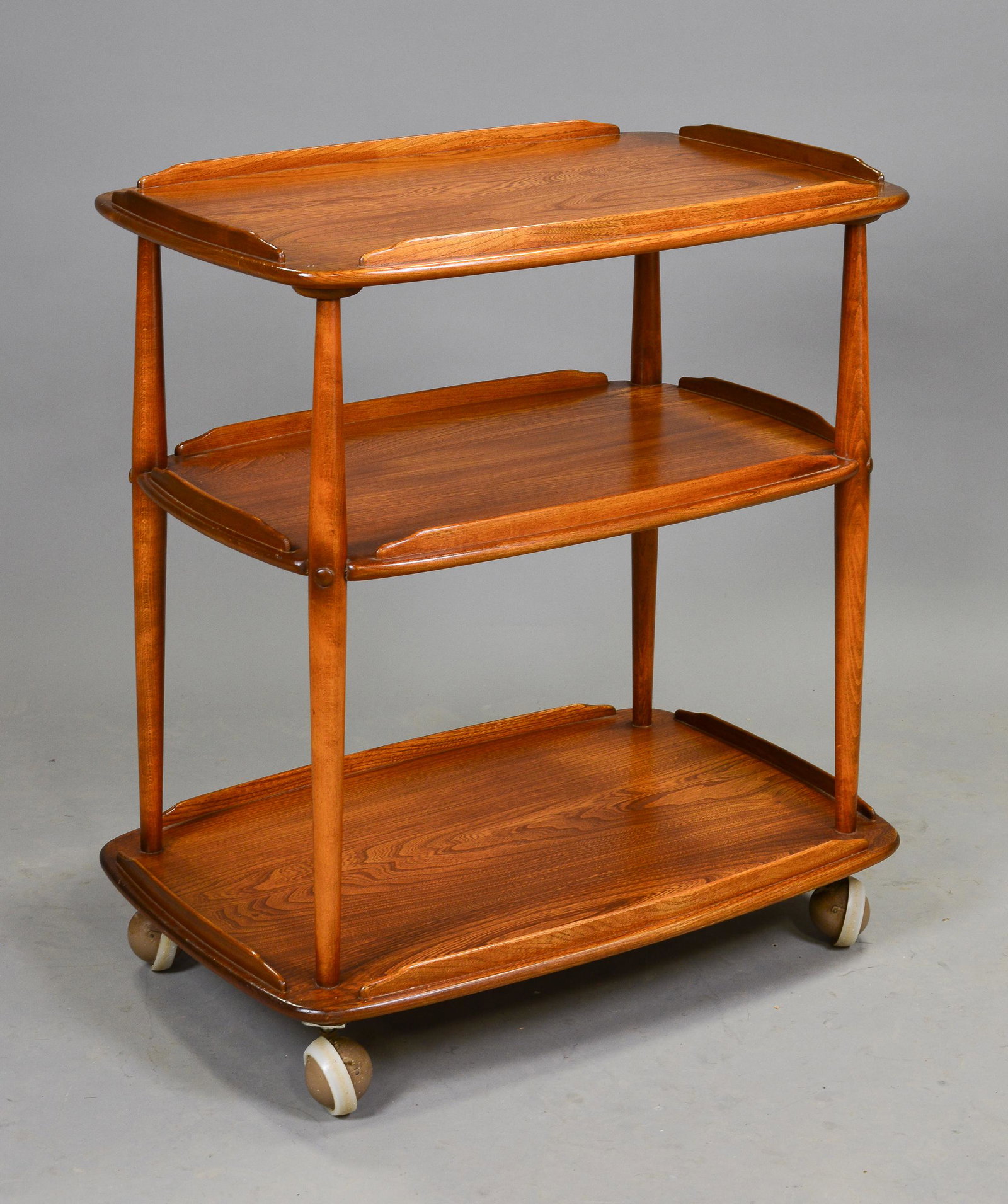 Mid Century Modern 3 Tier Cart / Trolley: Danish Modern Style 3 Tier Trolley / Cart - 31 in tall x 29 x 19