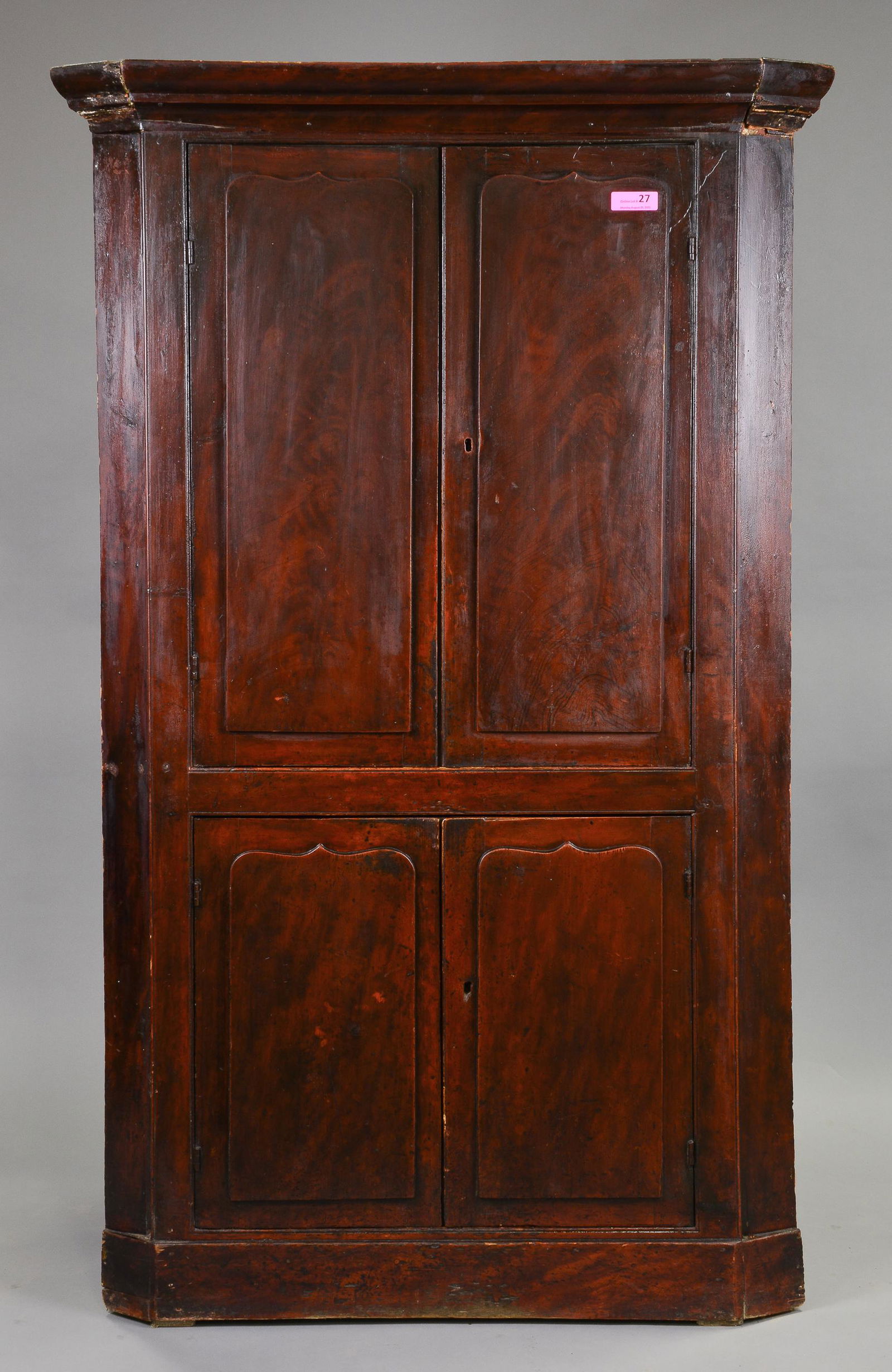AS IS - English Large Oak 4 Door Corner Cabinet (1 of 4)