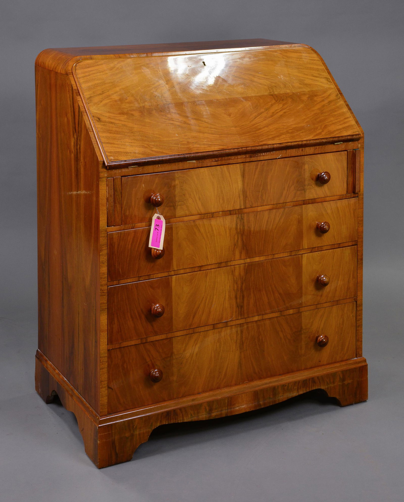 British Walnut Drop Front Desk / Bureau (1 of 3)