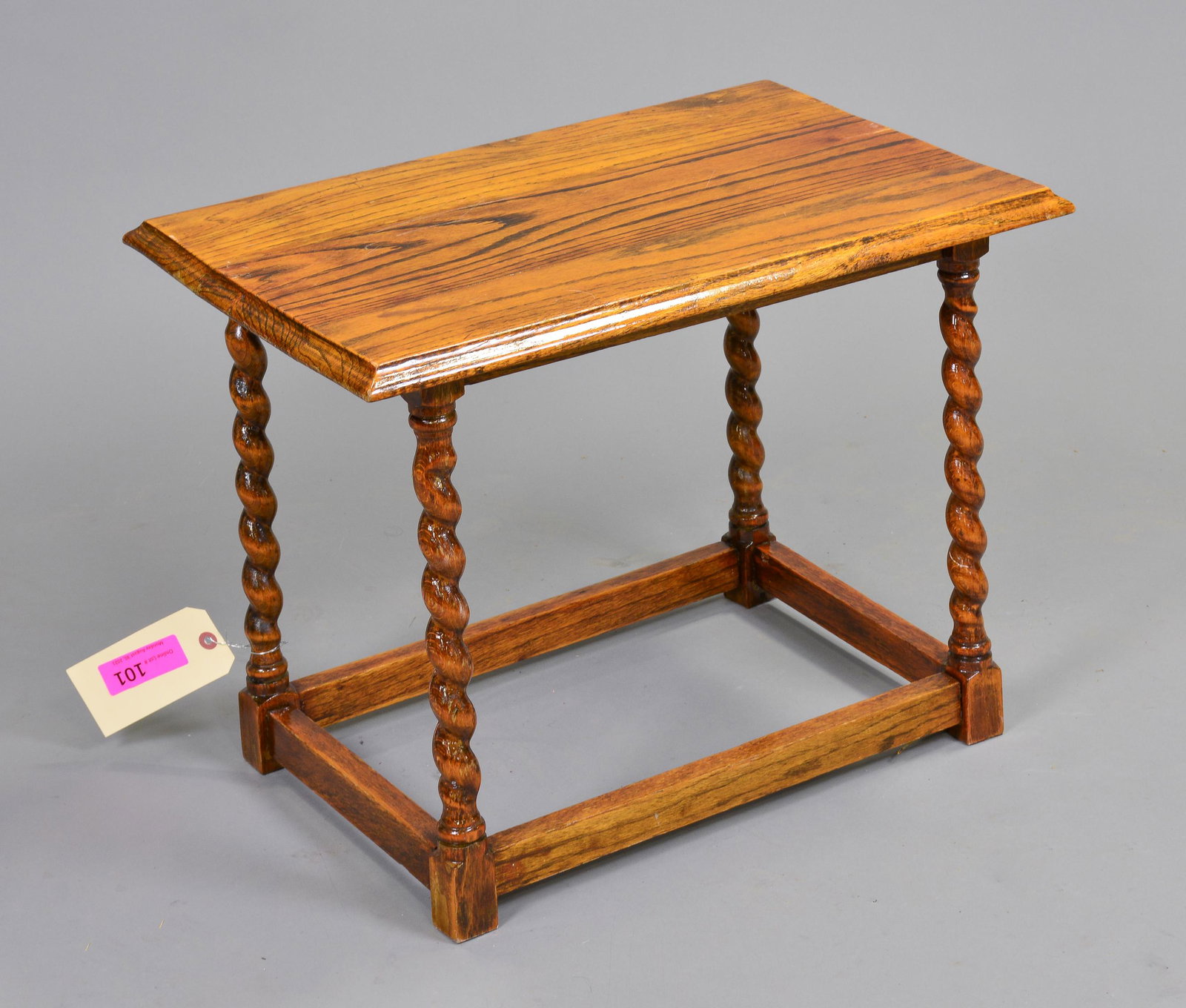 British Small Barley Twist Oak Table / Stool (1 of 3)