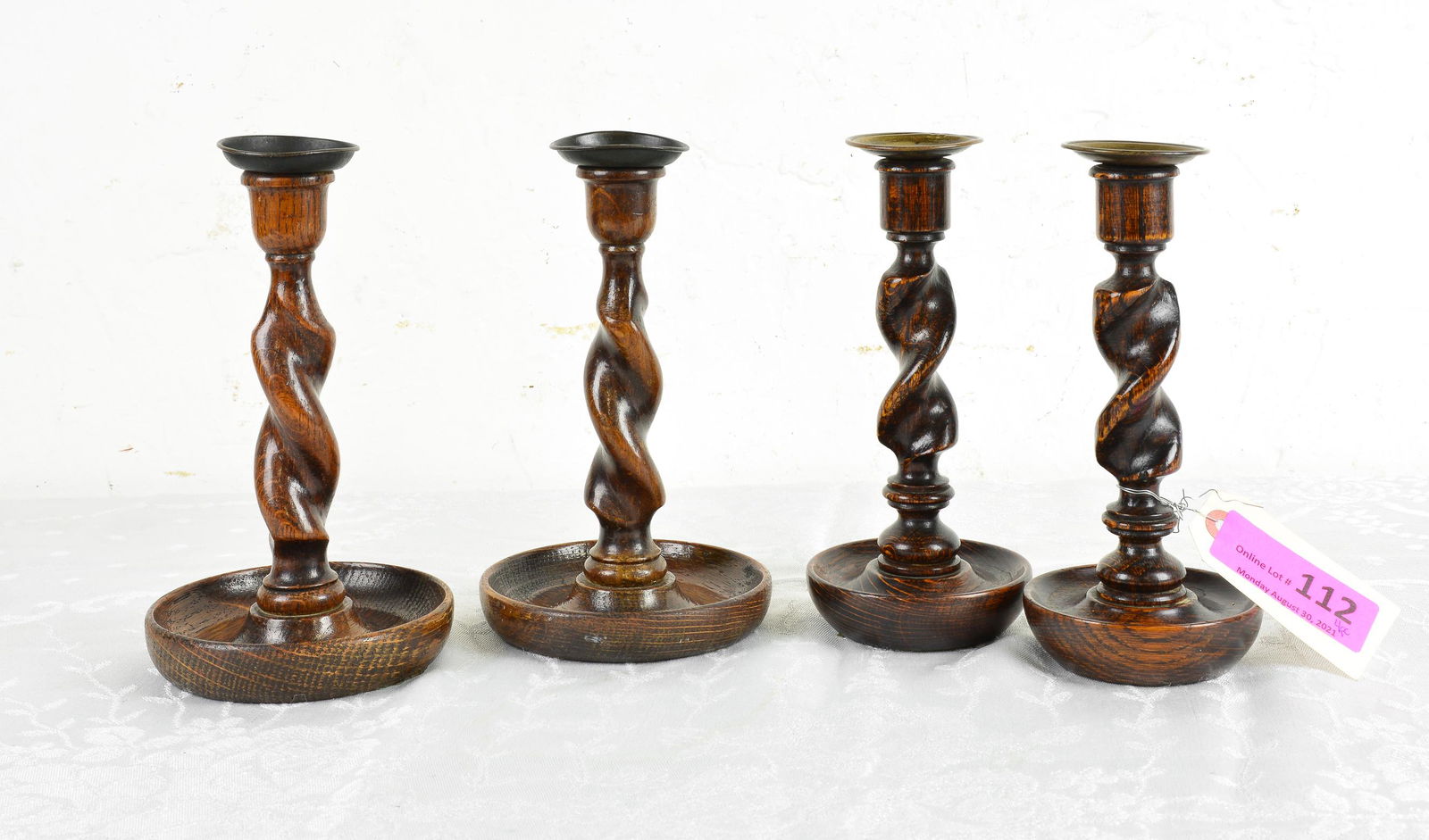 2 Pairs Barley Twist Oak Candlesticks (1 of 2)