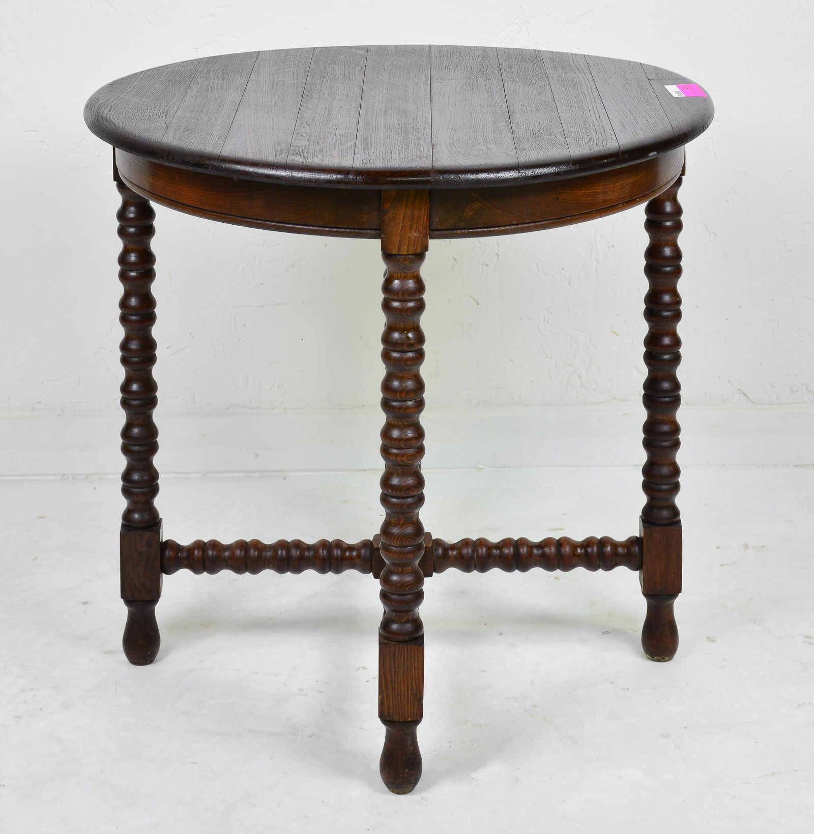 French Round Oak Bobbin Turned Leg Table (1 of 4)