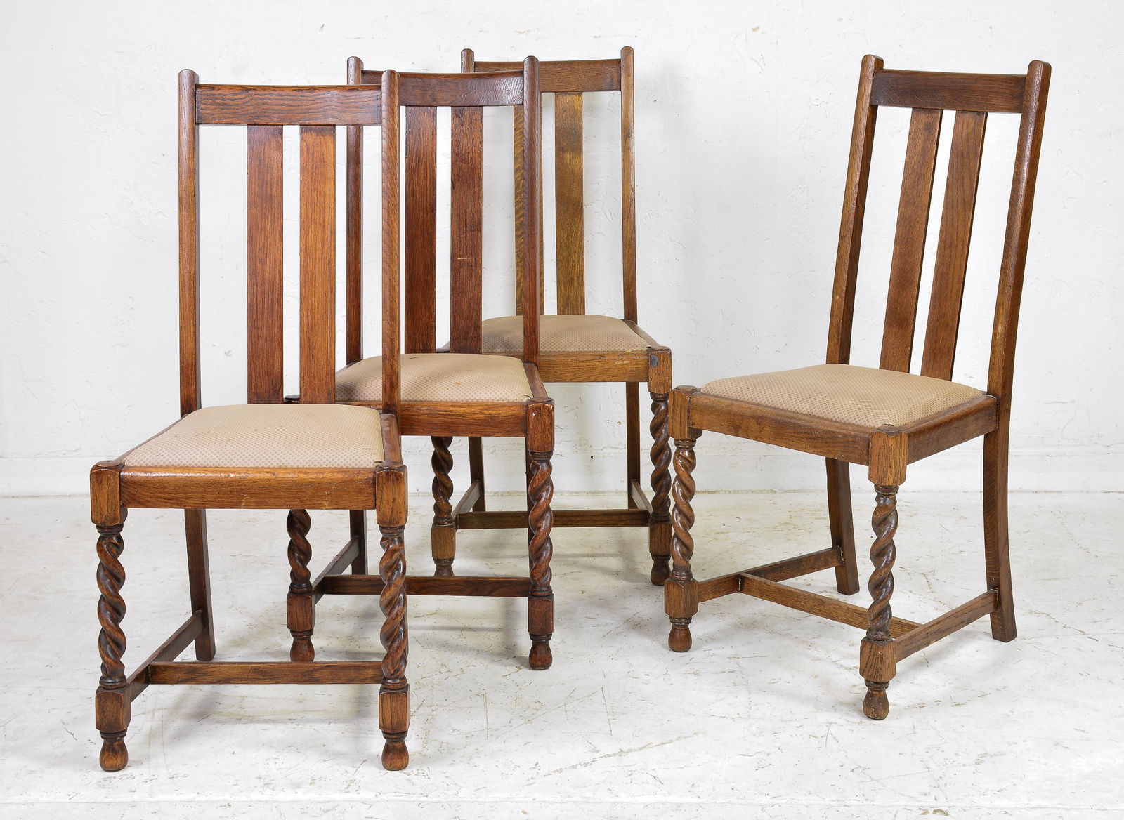 Set Of 4 British Oak Barley Twist Chairs (1 of 4)
