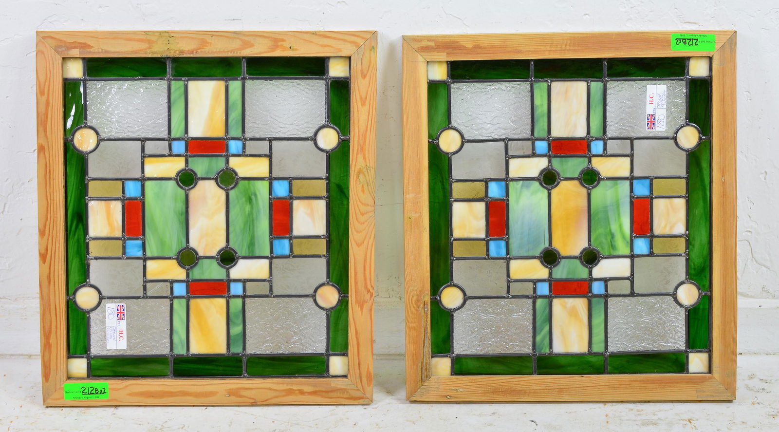 2 British Multi Color Stained Glass Windows (1 of 2)