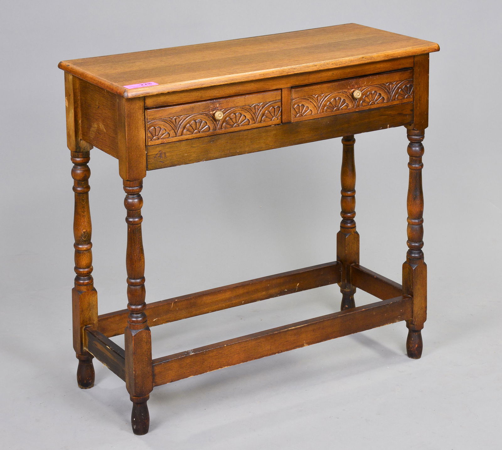 British Oak Small 2 Drawer Hall Table (1 of 3)