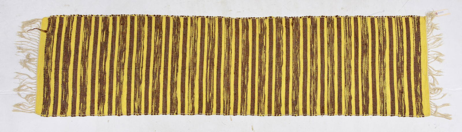 Vintage Swedish Rag Rug Yellow / Brown  - 2'4 x 7'11 (1 of 2)