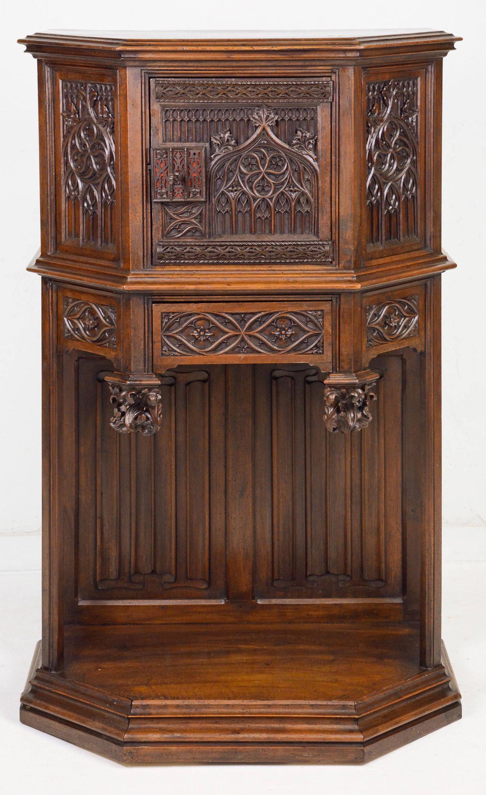 French Gothic Carved Creedence Cabinet (1 of 4)