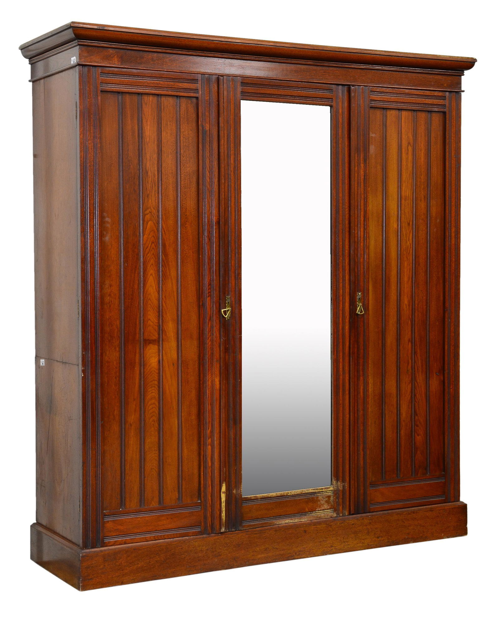 Edwardian Mahogany 3 Door Robe with Mirror (1 of 5)
