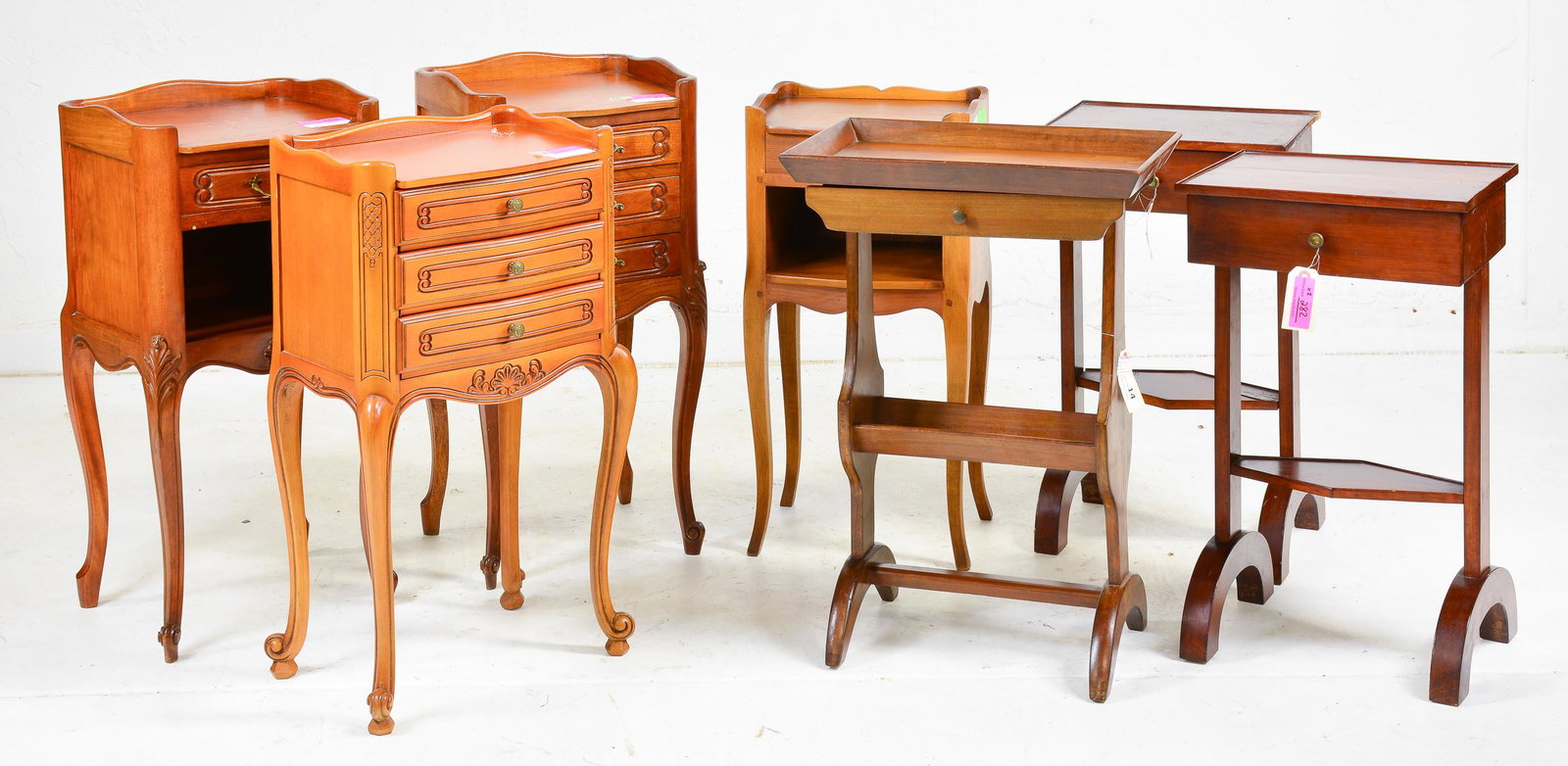 Collection of 7 French / European Nightstands: Collection of 7 French / European Nightstands