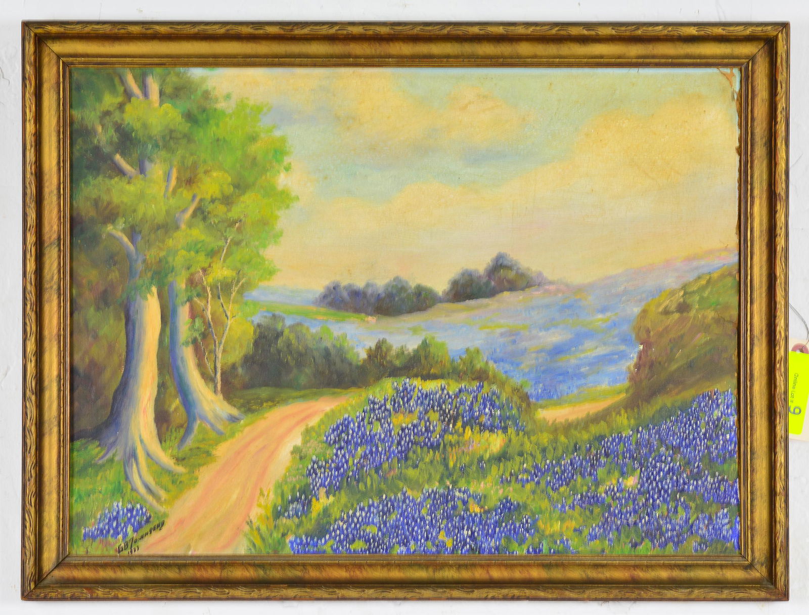 Gold Gilt Framed Oil On Board - Blue Bonnet Landscape (1 of 4)