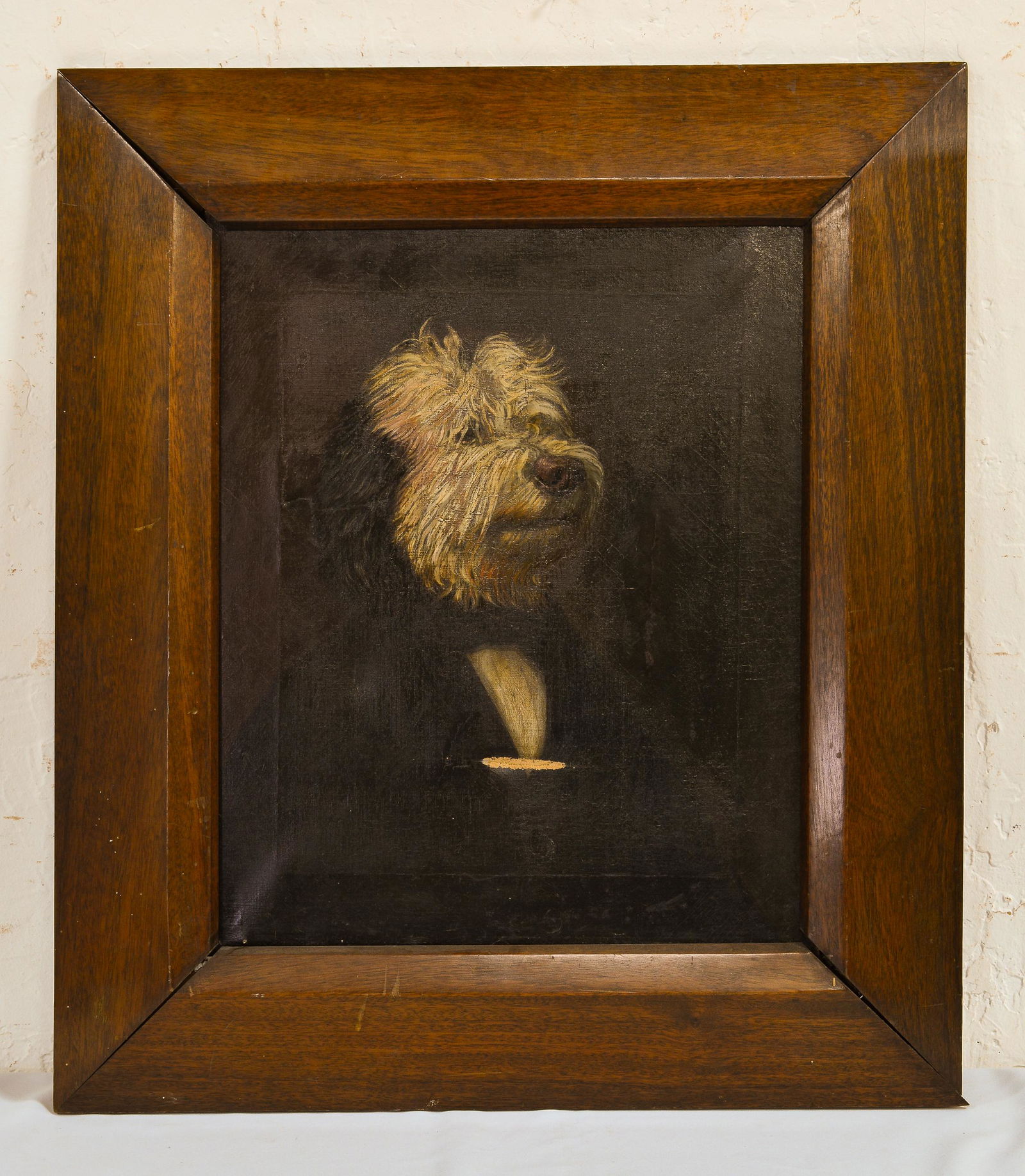 Antique Framed Dog Portrait Oil on Canvas (1 of 4)
