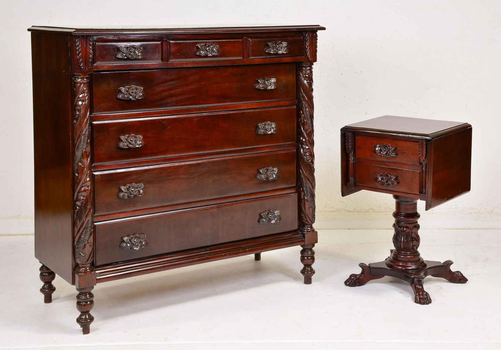 American Mahogany 7 Drawer Chest & Side Table (1 of 7)