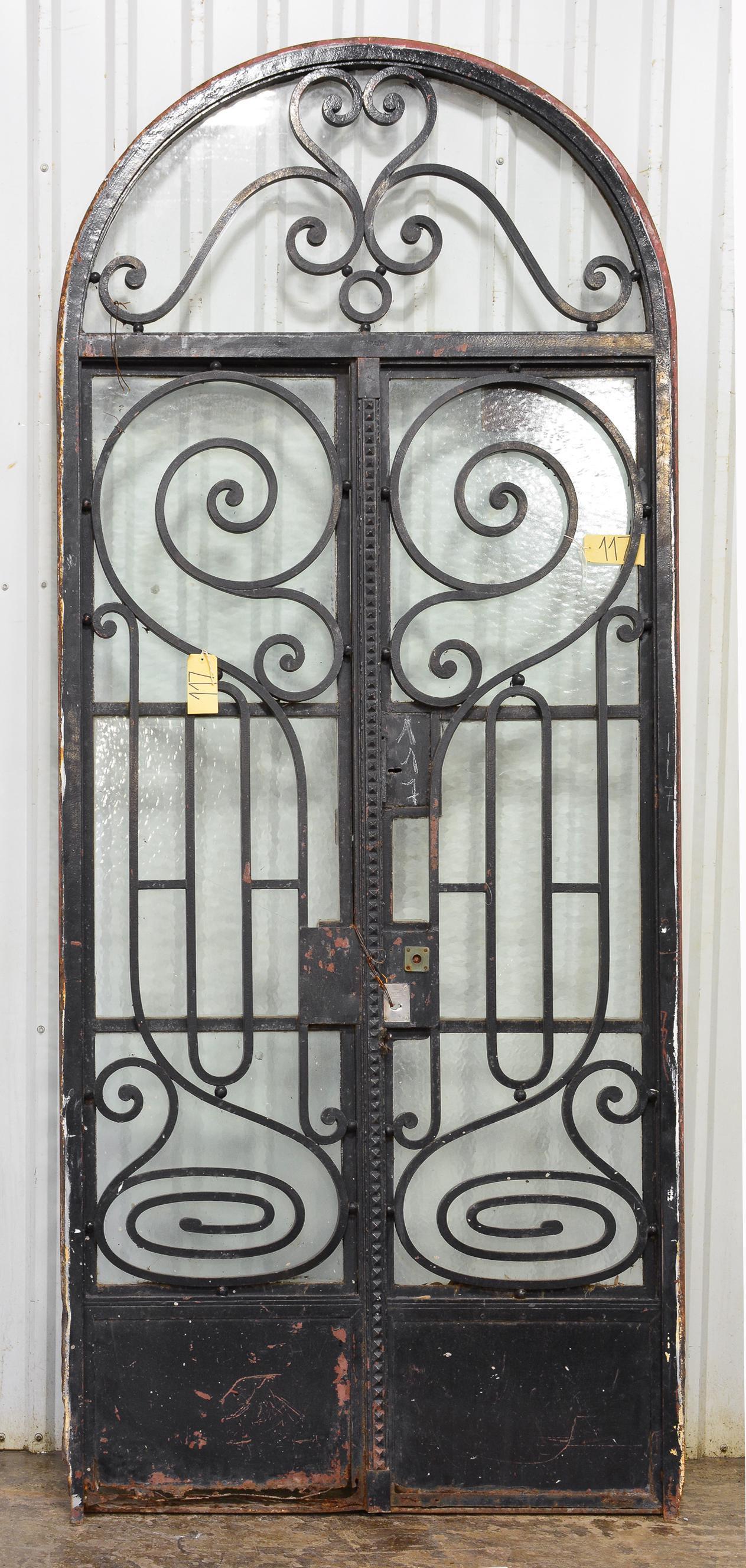 Very Tall Scrolled Iron Arch Top Door With Glass #1 (1 of 7)