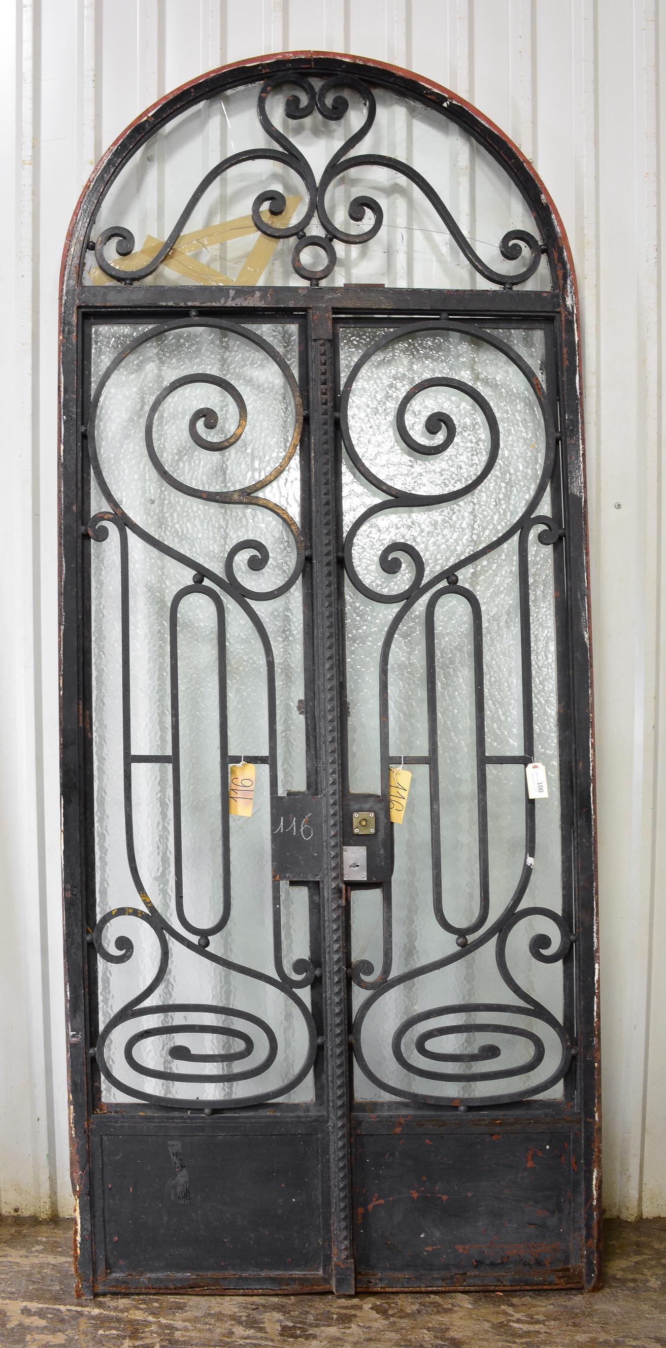 Very Tall Scrolled Iron Arch Top Door With Glass #2 (1 of 4)