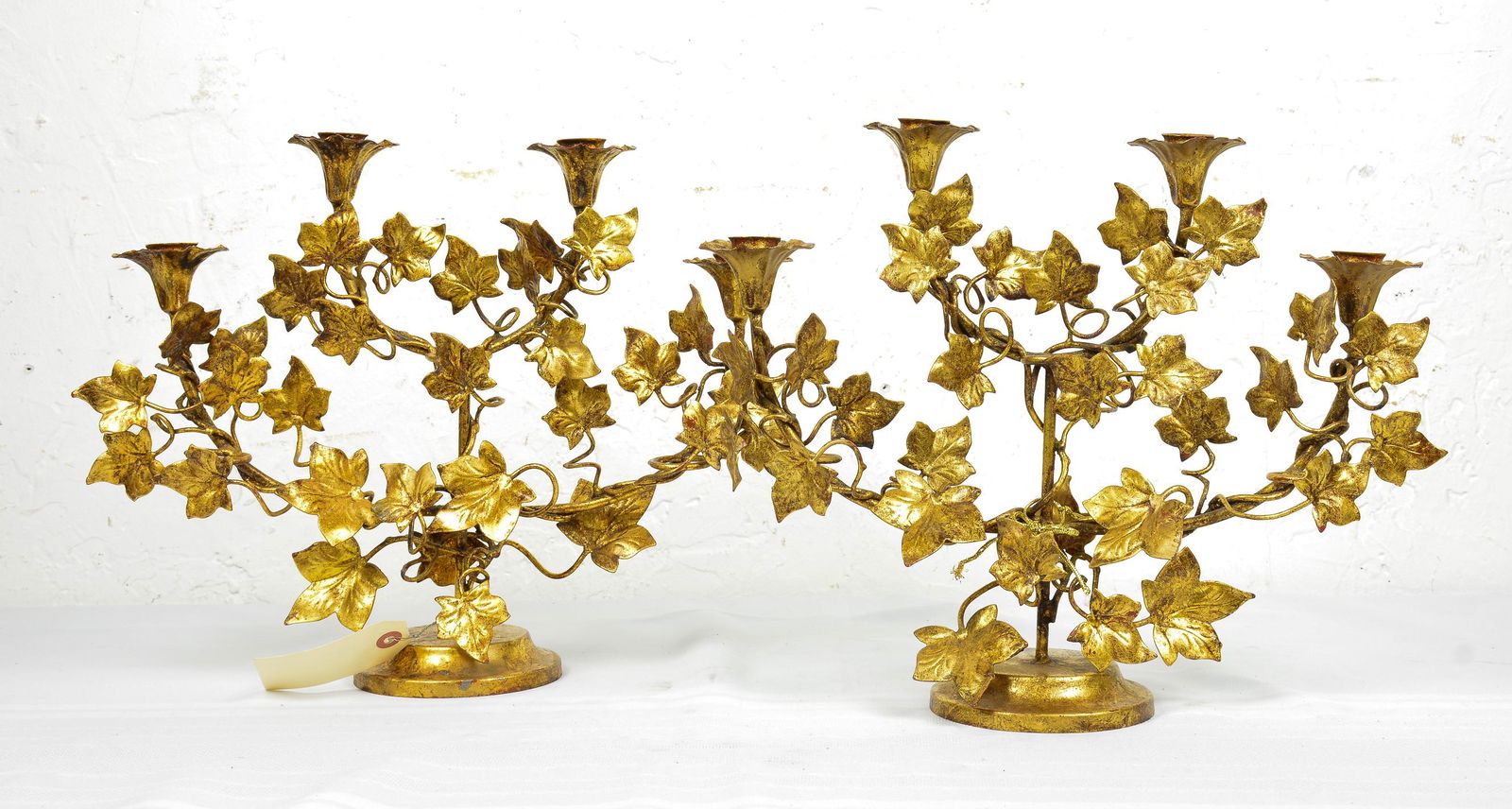 Pair Gold Brushed 4 Arm Candelabras (1 of 4)