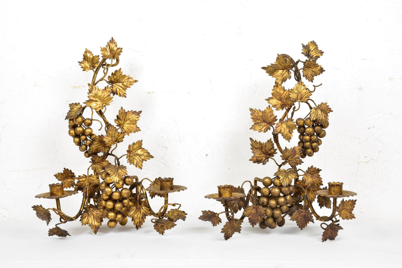 Pair Gold Brushed Metal Sconces (1 of 3)