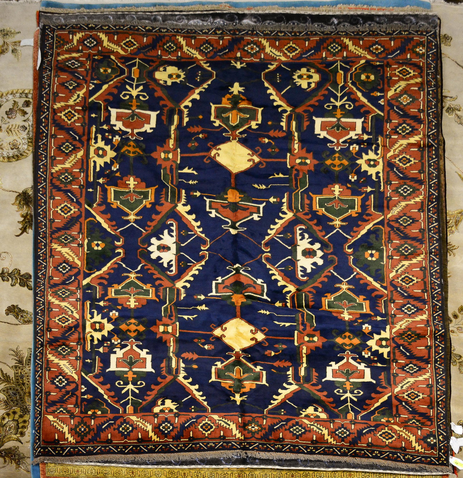Pakistan Karghi Tribal Hand Knotted Rug - 7'10 x 9'5: Pakistan Karghi Tribal Hand Knotted Room Size Rug - 7'10 x 9'5