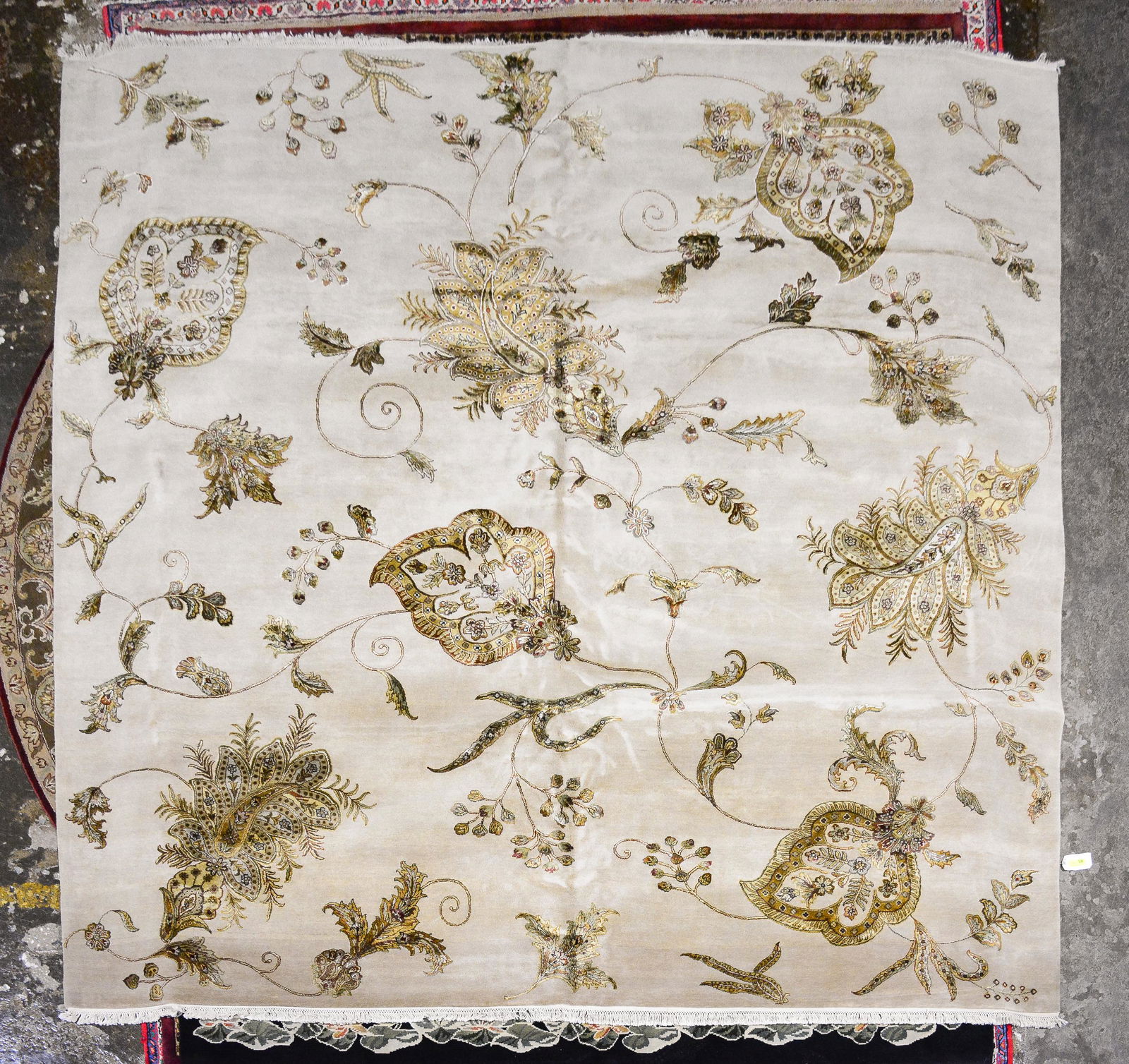 Indian Contemporary Silk & Wool Rug - 11 Foot Square (1 of 4)