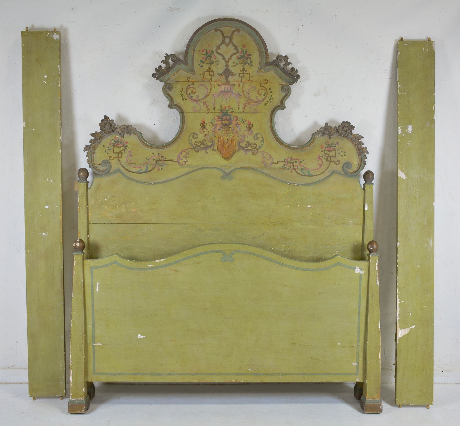 Italian Style Painted Bed with Rails (1 of 4)