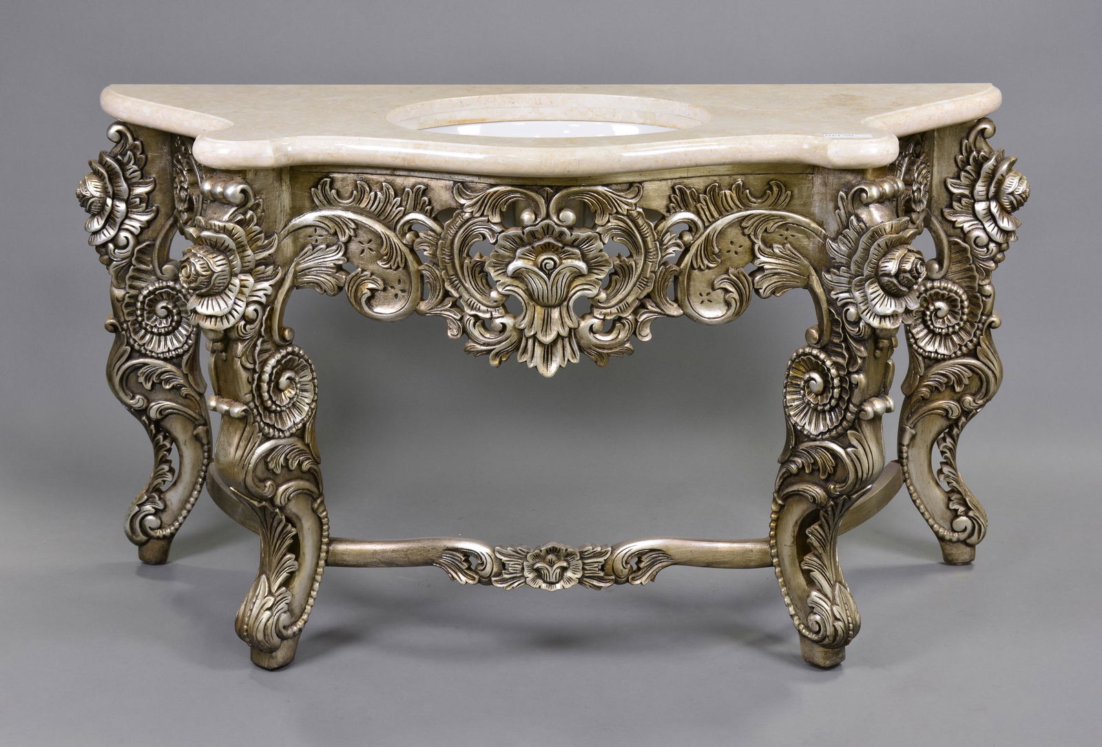 New Item, White Marble Top Brushed Silver Sink (1 of 4)