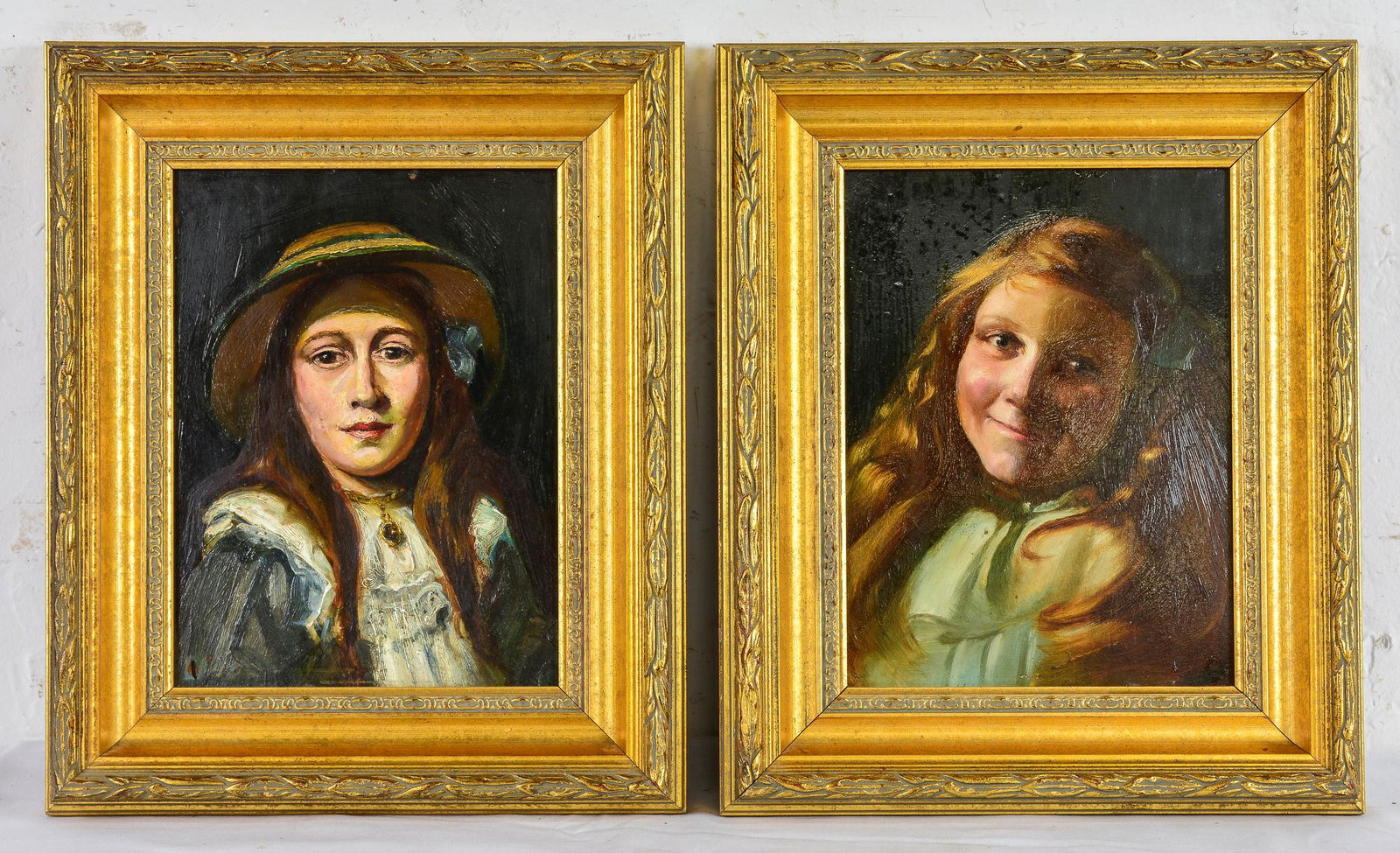 2 Gold Gilt Framed Oil on Boards - Portraits (1 of 3)
