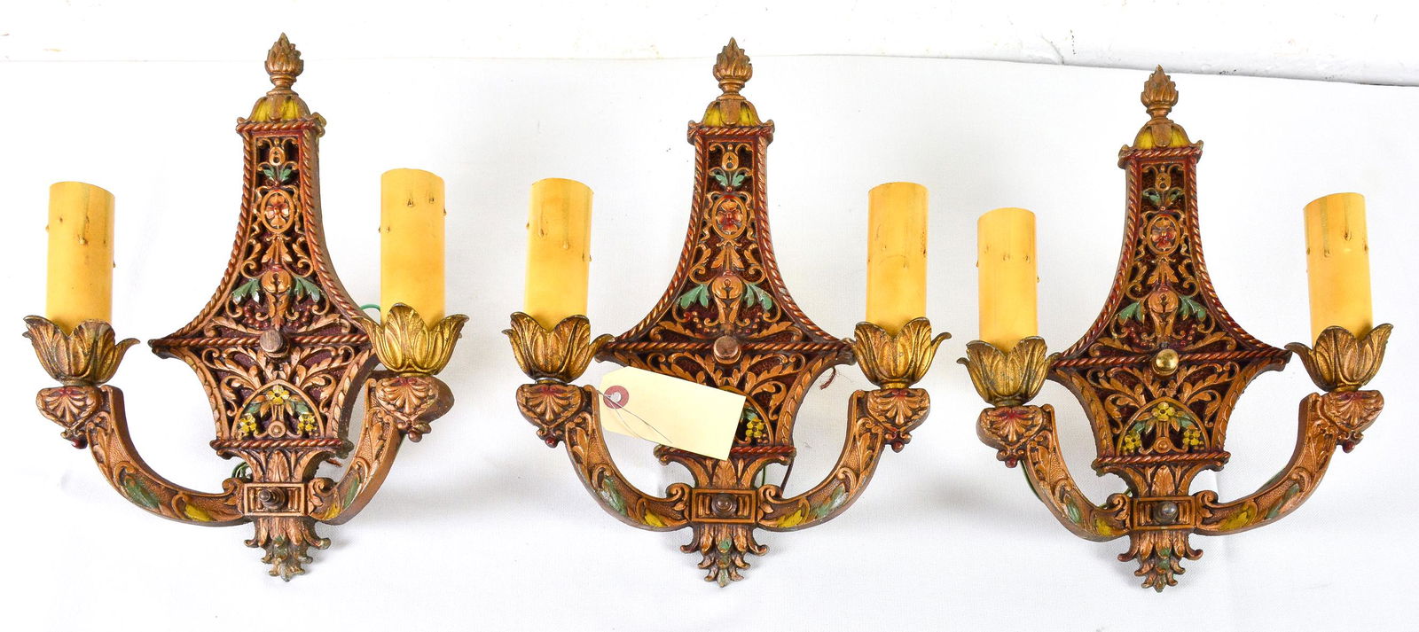 3 Painted Metal Art Deco Style 2 Arm Sconces (1 of 2)
