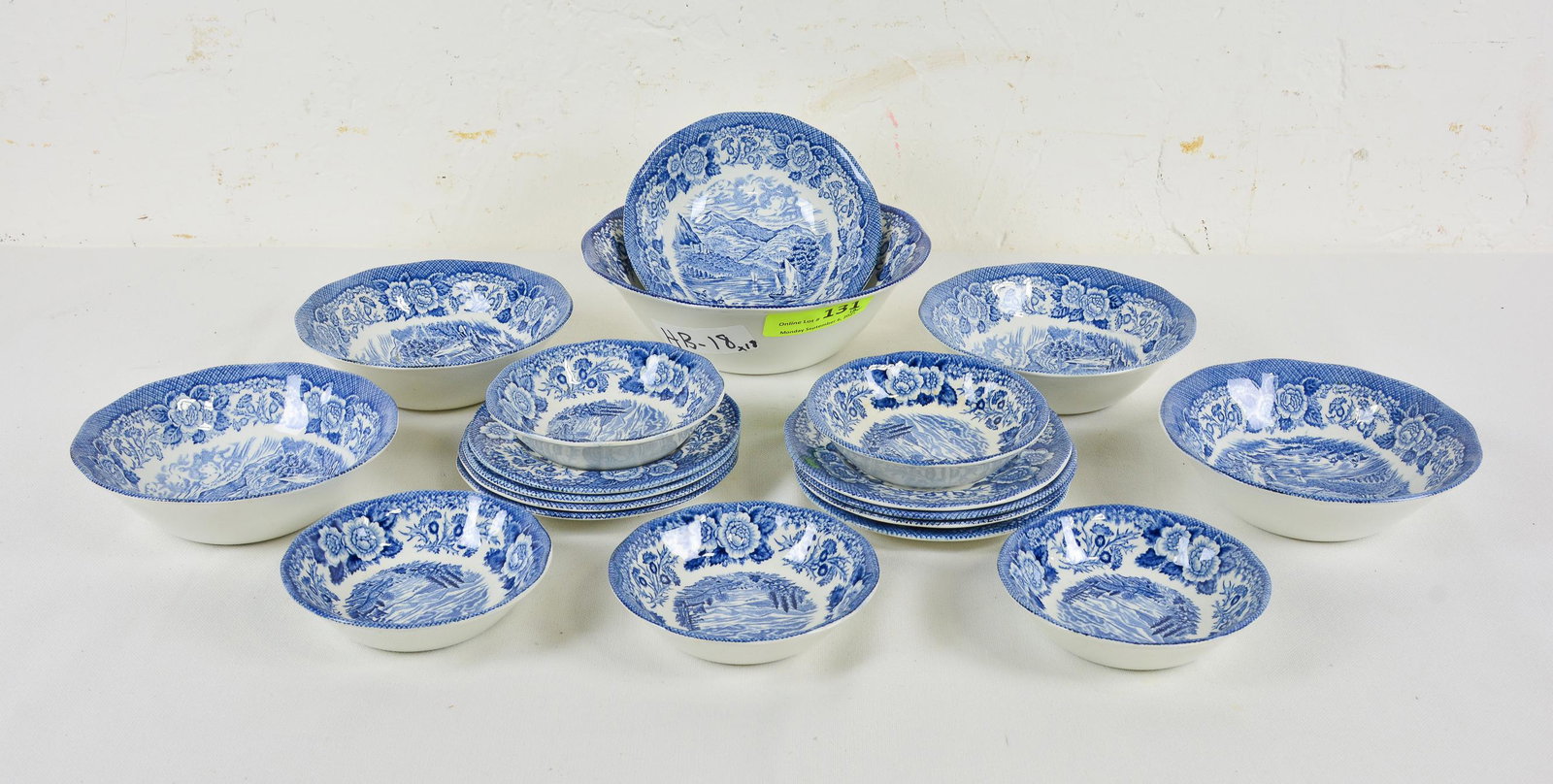 18pc "Lochs of Scotland" Blue & White China: 18pc "Lochs of Scotland" Blue & White China