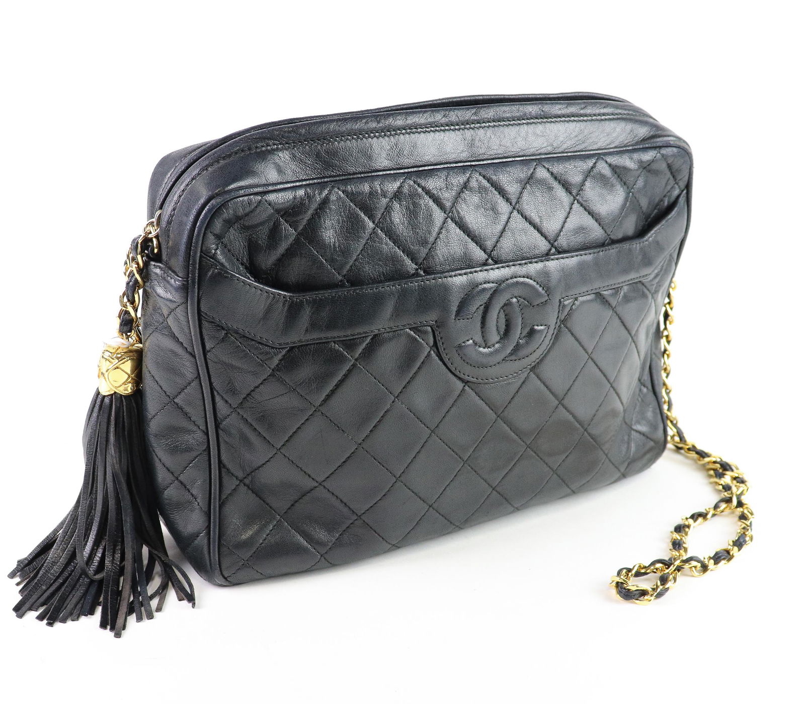 Chanel Front Logo Tassel Chain Shoulder Bag (1 of 5)