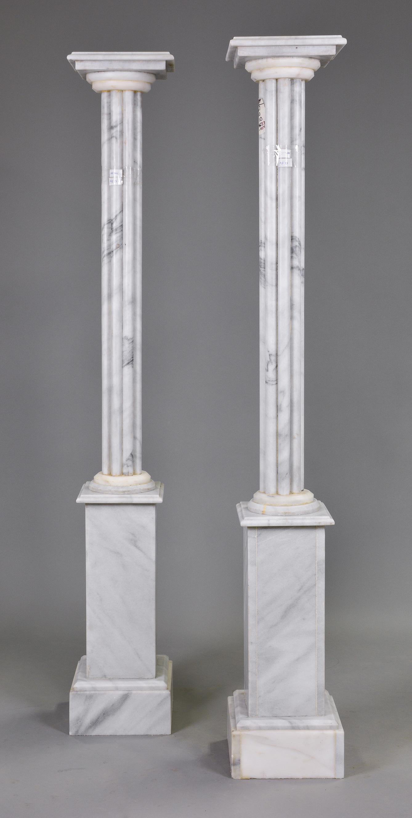 Pair Tall White Marble Pedestals (1 of 3)