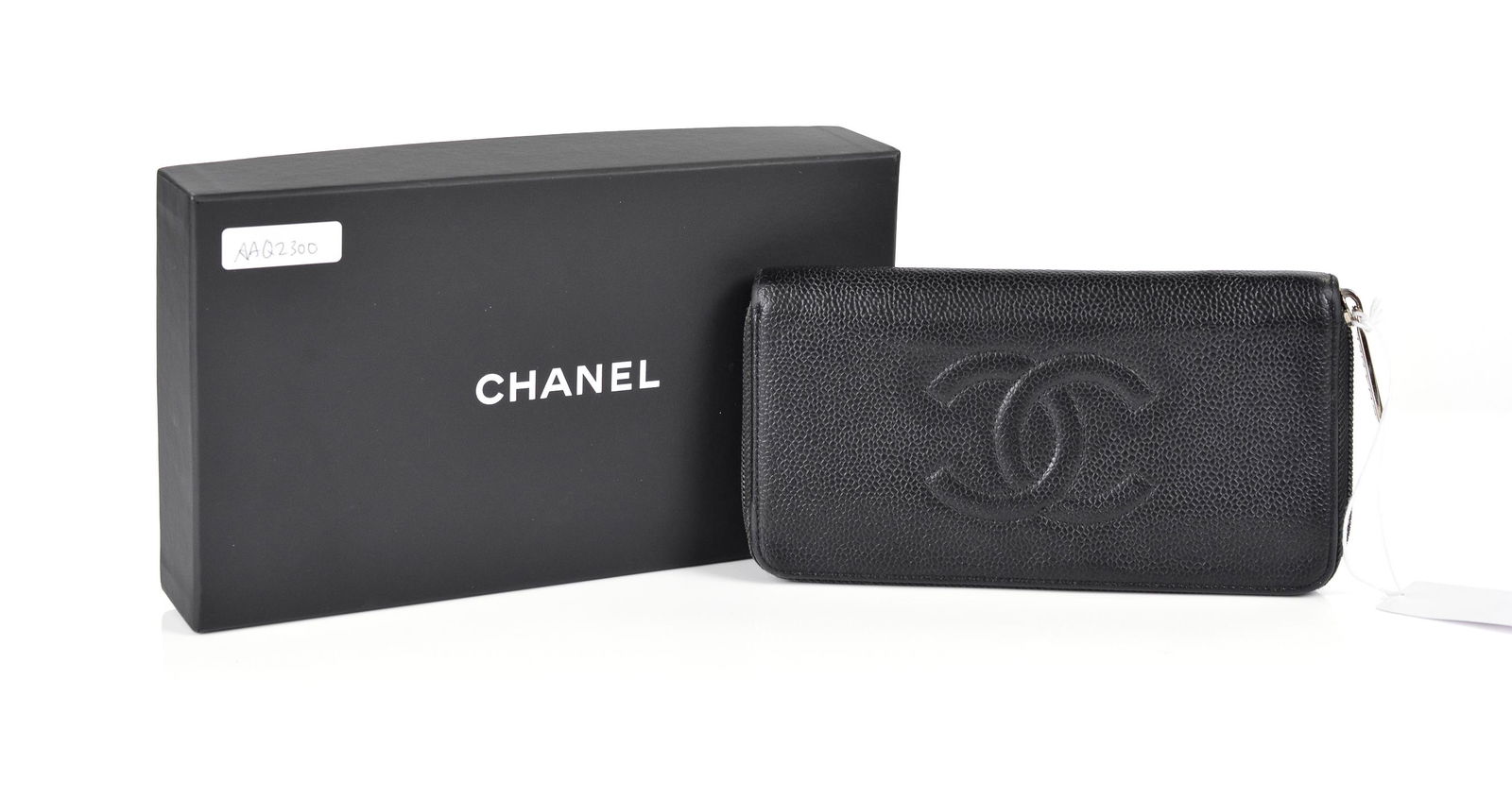 Chanel Logo Zip Around Wallet  in  Caviar Leather (1 of 5)