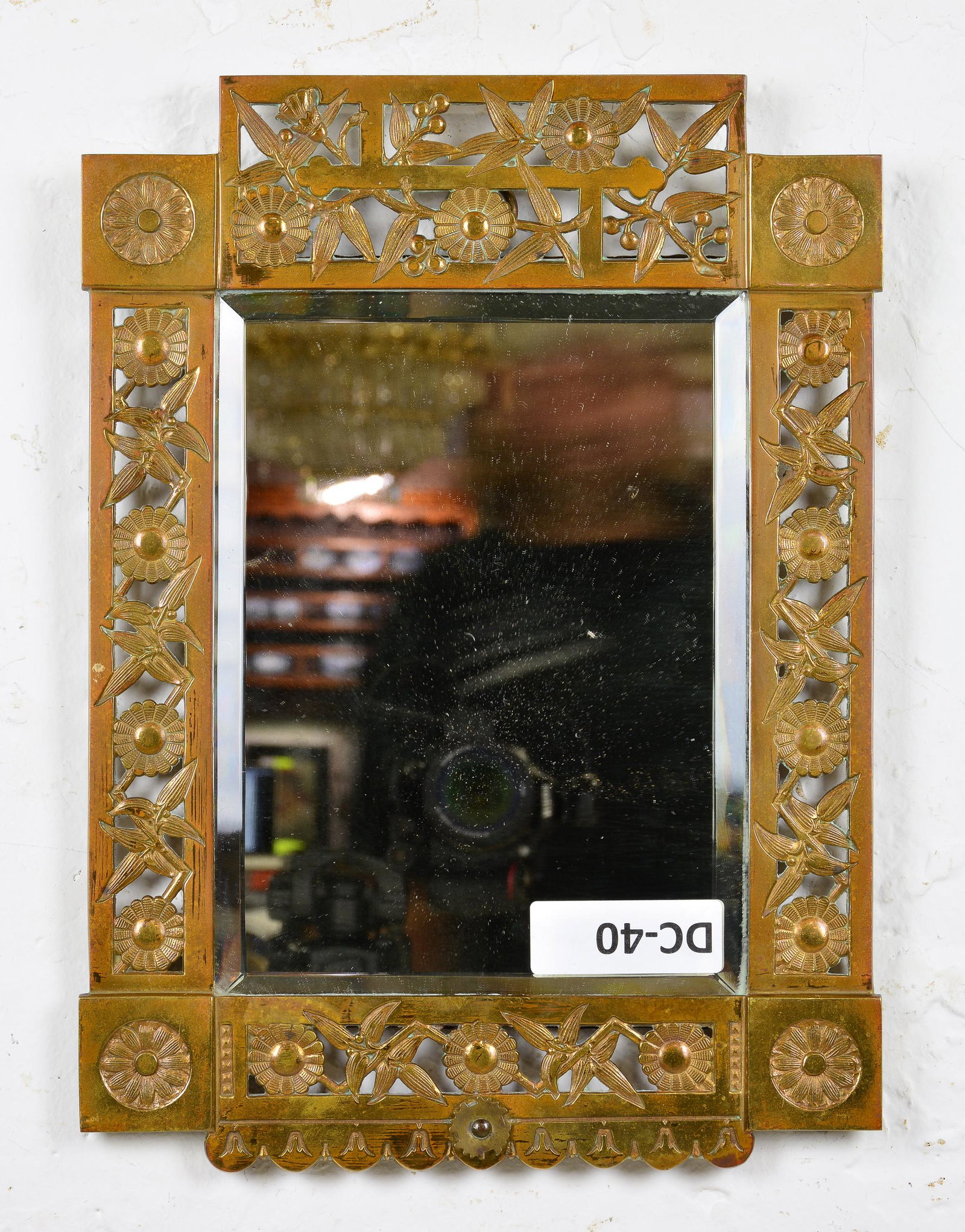 Cast Copper Framed Small Beveled Mirror (1 of 3)