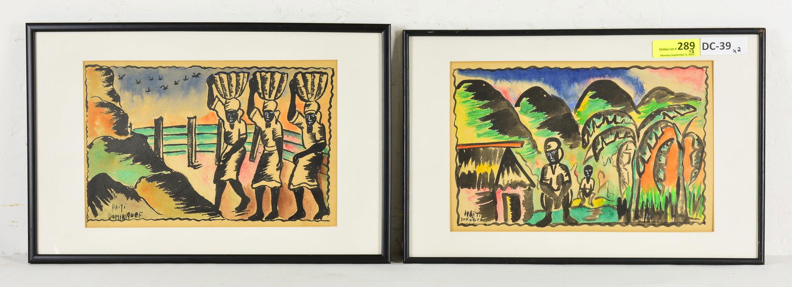 2pc Framed Haiti Art by Dominique F. (1 of 3)