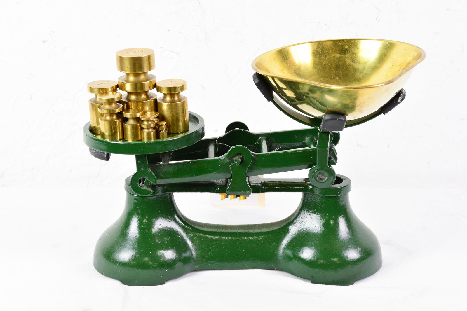 British Green Balance Scale With Brass Weights (1 of 2)