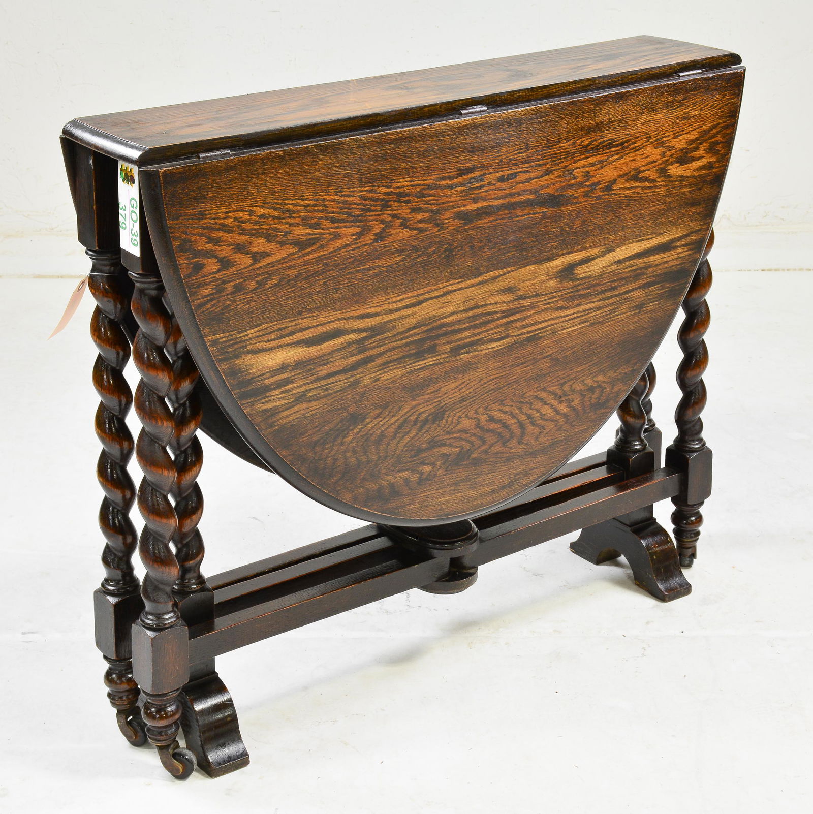 British Narrow Oak Barley Twist Drop Leaf Table (1 of 3)