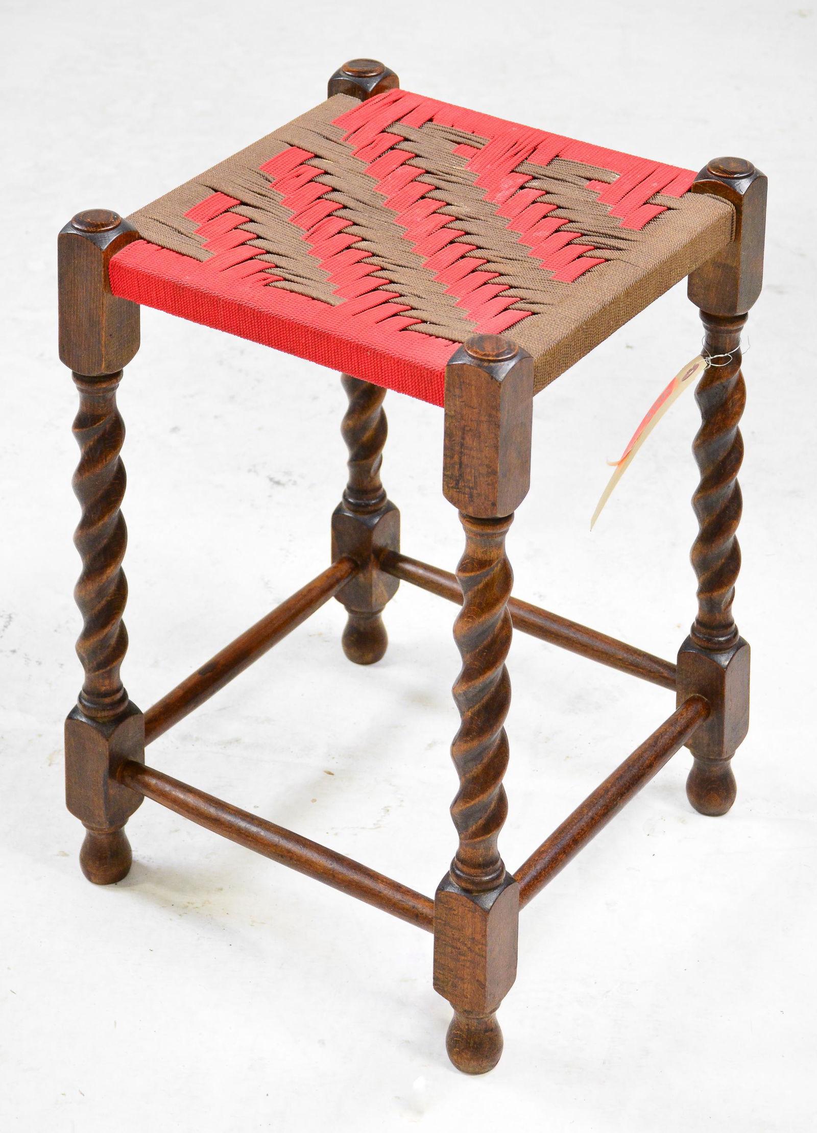 British Small Oak Barley Twist Stool (1 of 2)